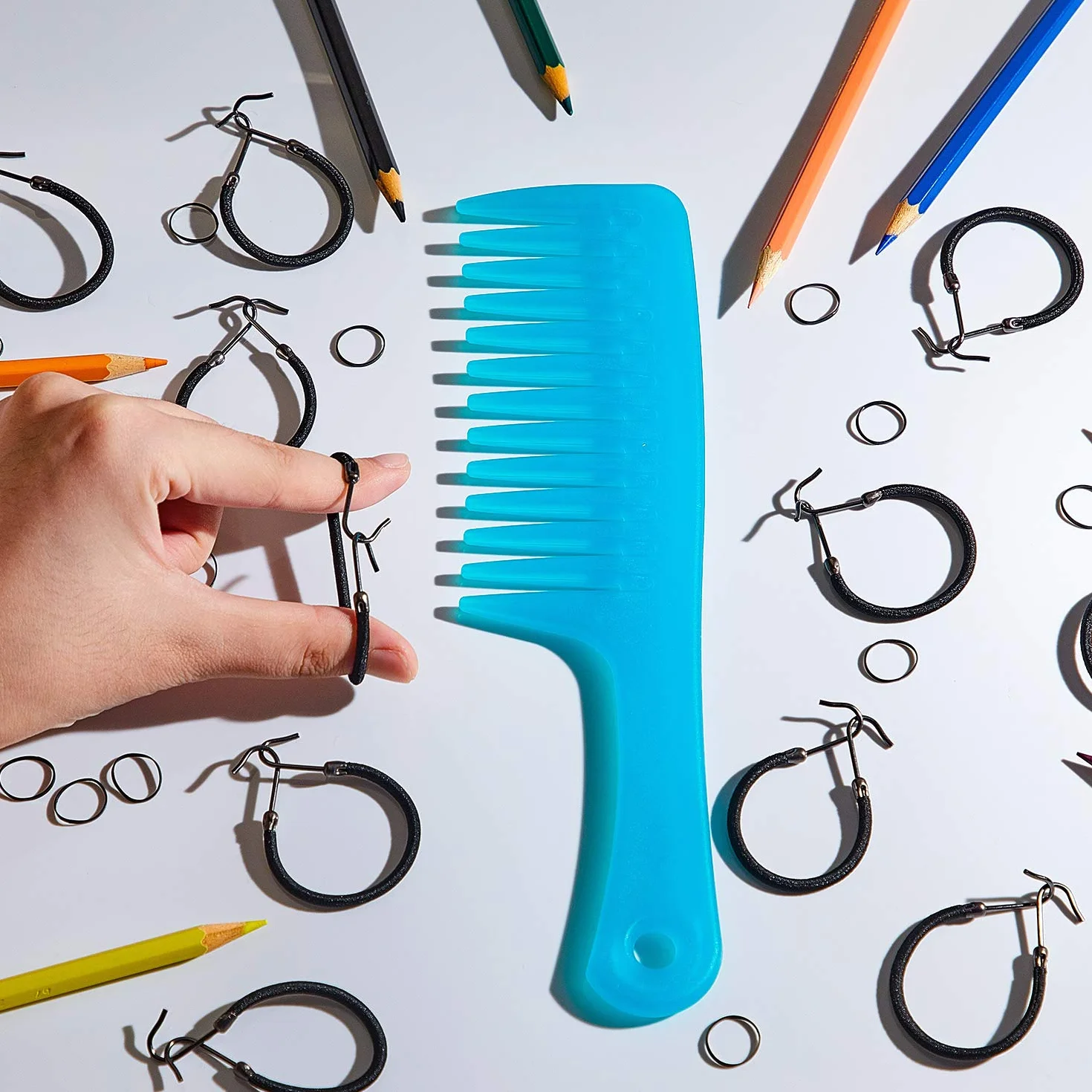 Chuangdi 15 Piezas Ganchos de Cola de Caballo Goma de Pelo Negro Coletero Elástica para Peinado Cabello Mujeres