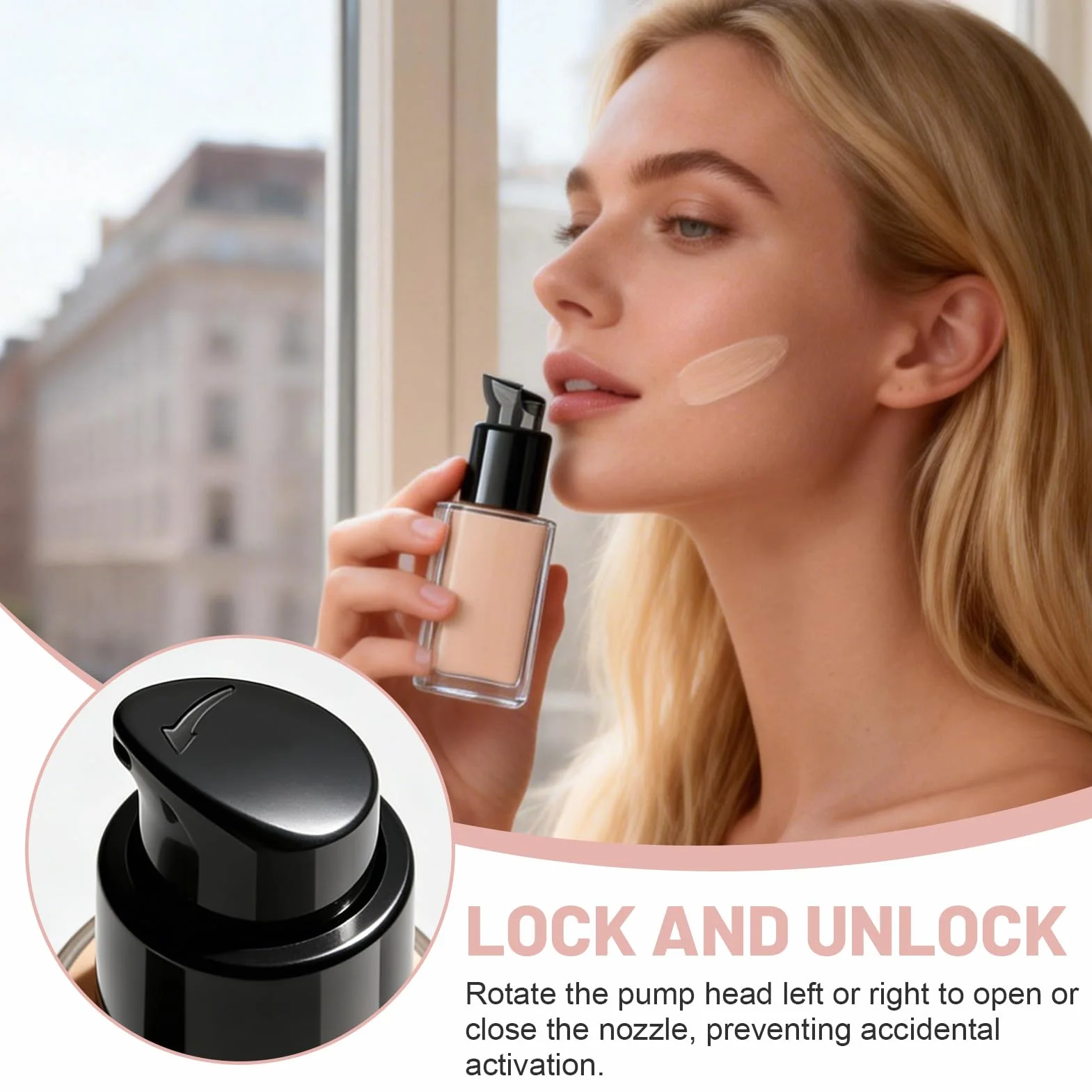 Bombas de Repuesto para Base de Maquillaje, Cabezal Tipo Pico de Pato, 2 Piezas Negro