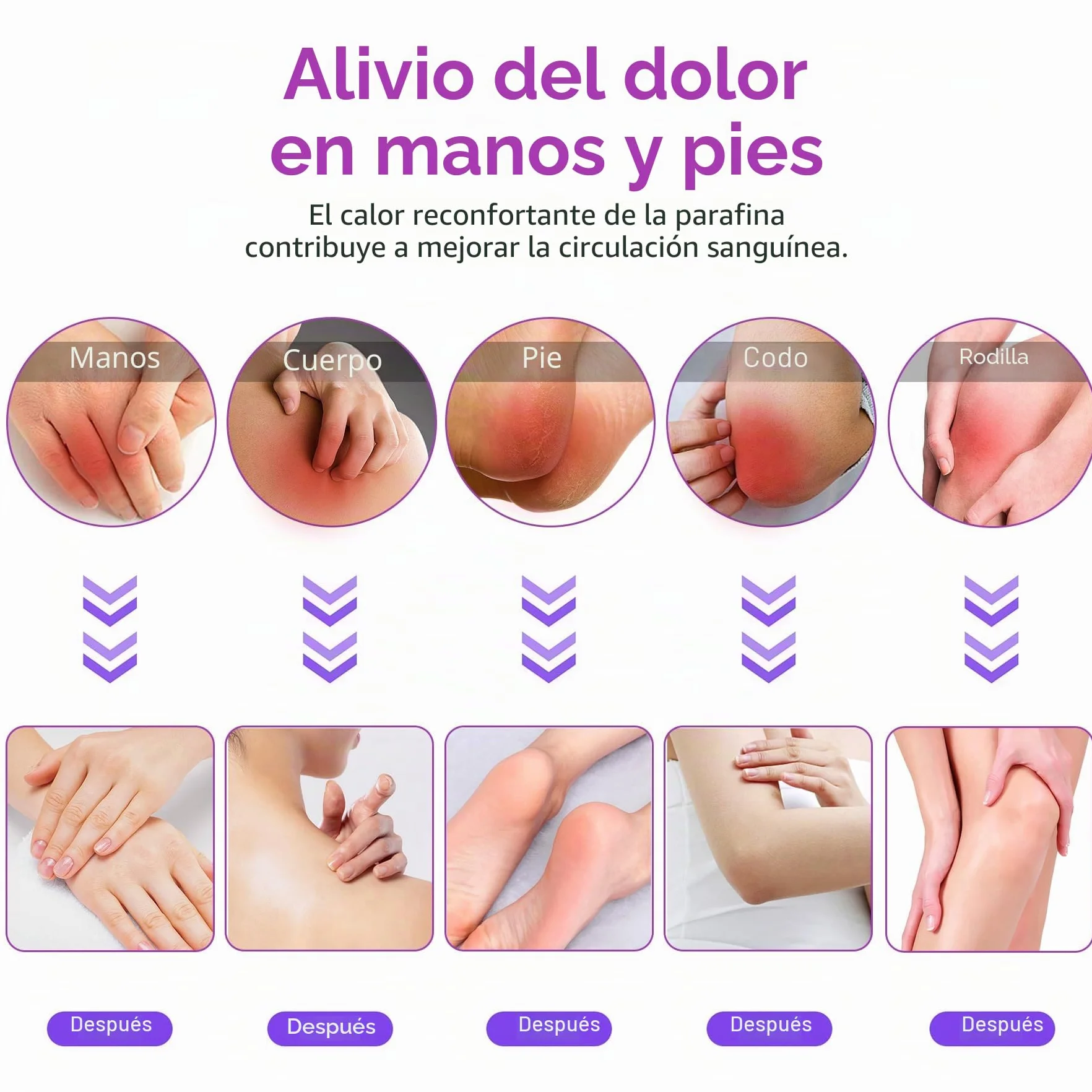 Cera de Parafina Lavanda 2700g Set para Manos y Pies Tratamientos Estéticos Hogar