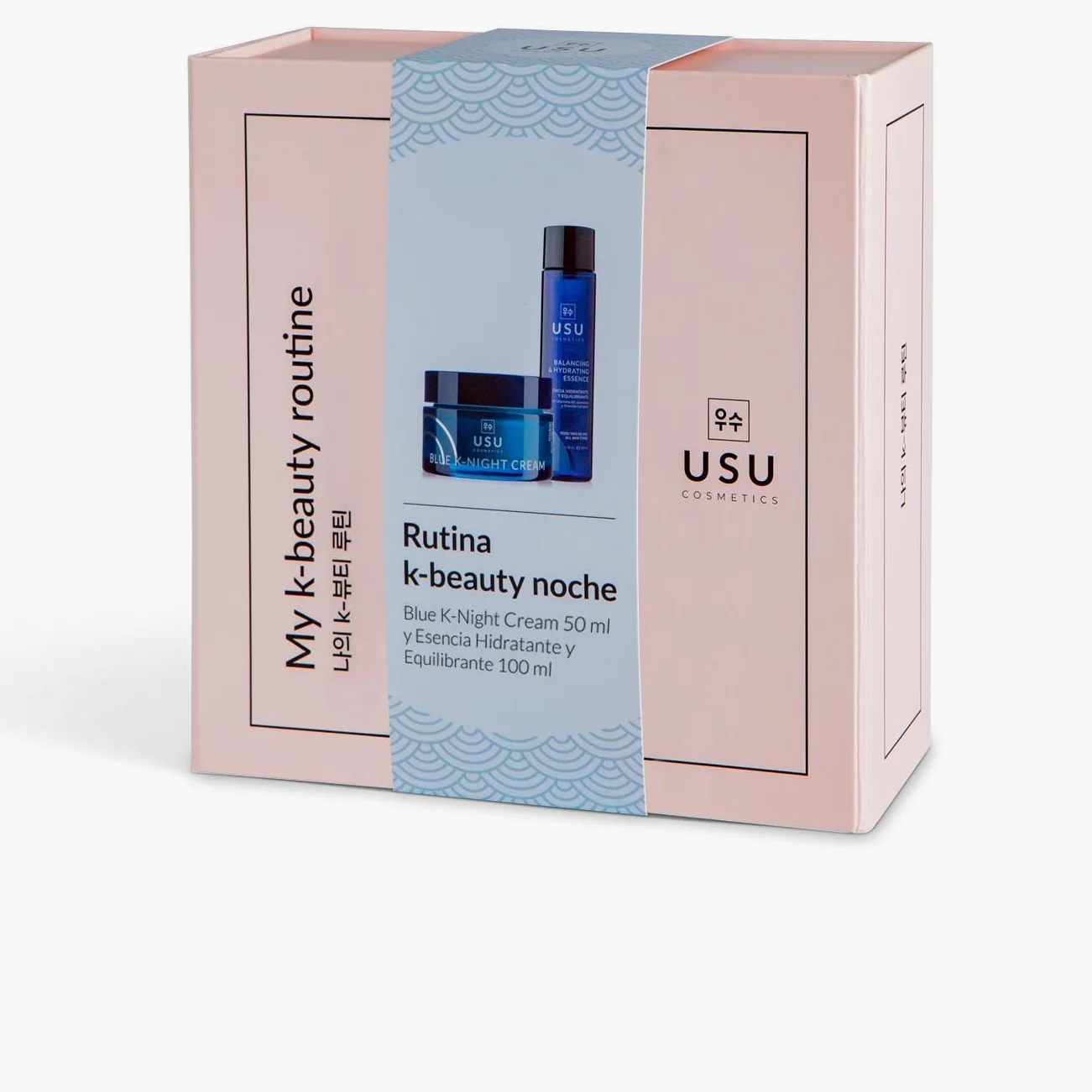 Pack de Rutina K-Beauty de Noche - Esencia Hidratante y Equilibrante + Crema Facial Antiedad Blue K-Night Cream - Combate el Envejecimiento Prematuro - Refresca e Hidrata- USU Cosmetics
