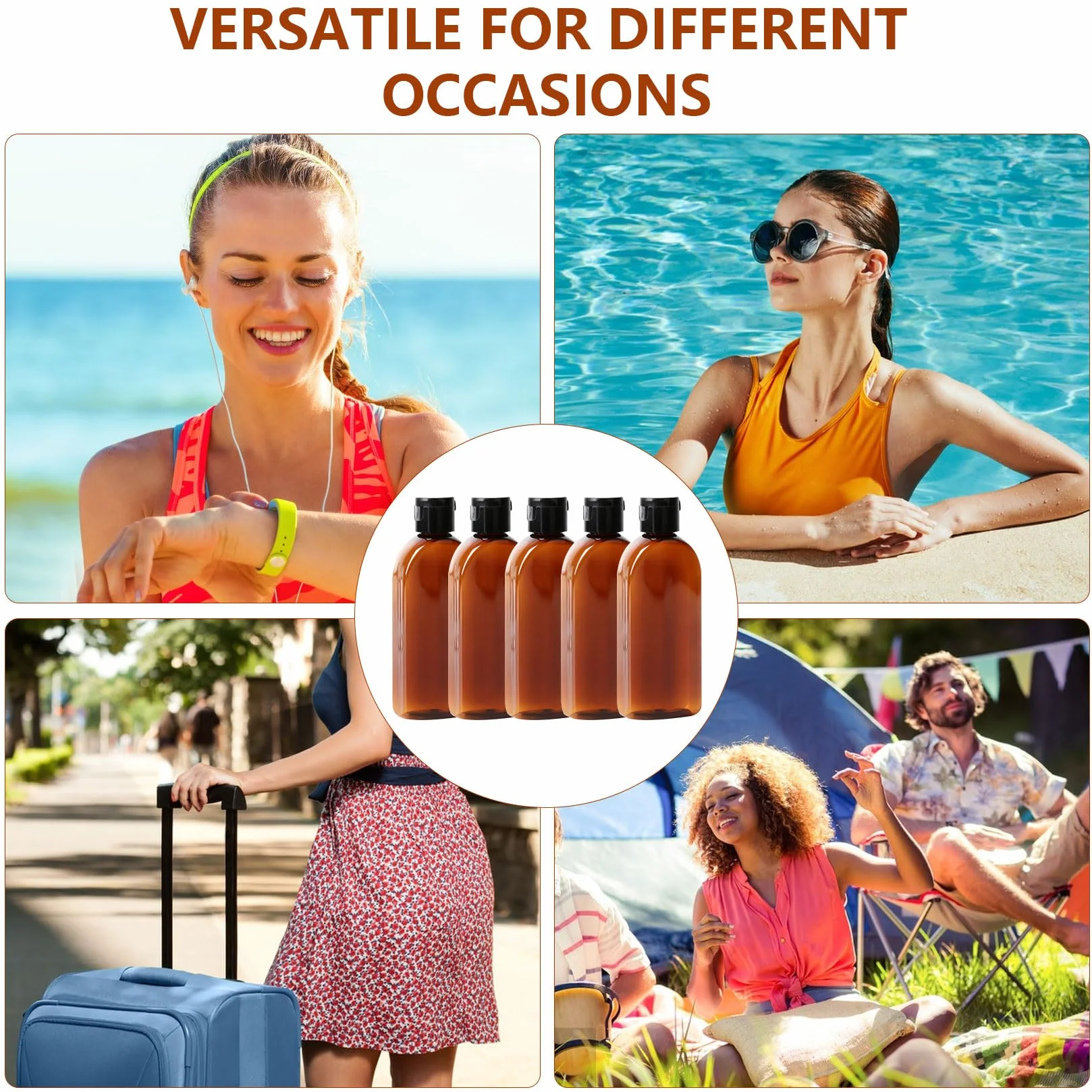 Botellas de Viaje Rellenables 100ml 6 Pcs, Botellas Vacías para Champú, Acondicionador y Lociones