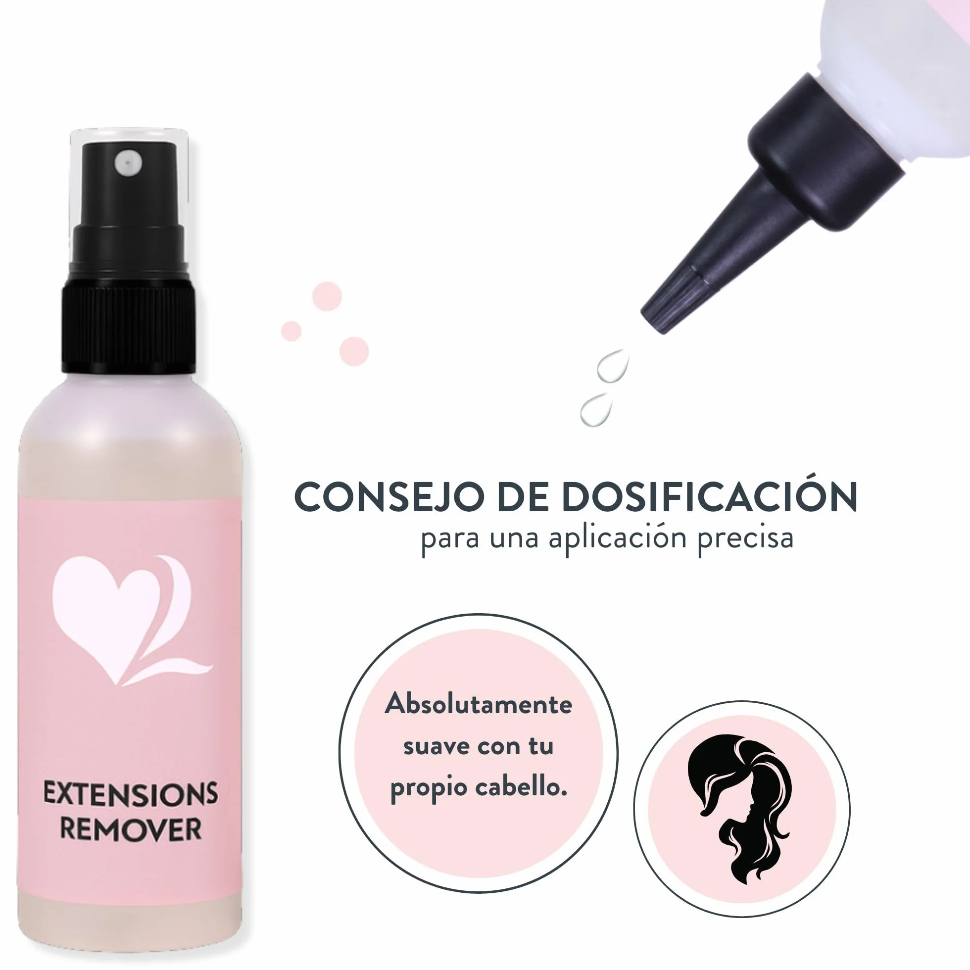 Kit para remover extensiones de cabello con pinzas y disolvente - Fórmula a base de alcohol