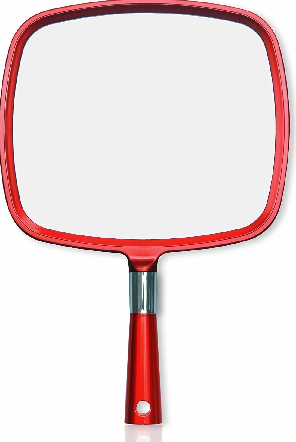 Mirrorvana Espejo de Mano Grande con Asa Modelo Barbero 1 Unidad Rojo
