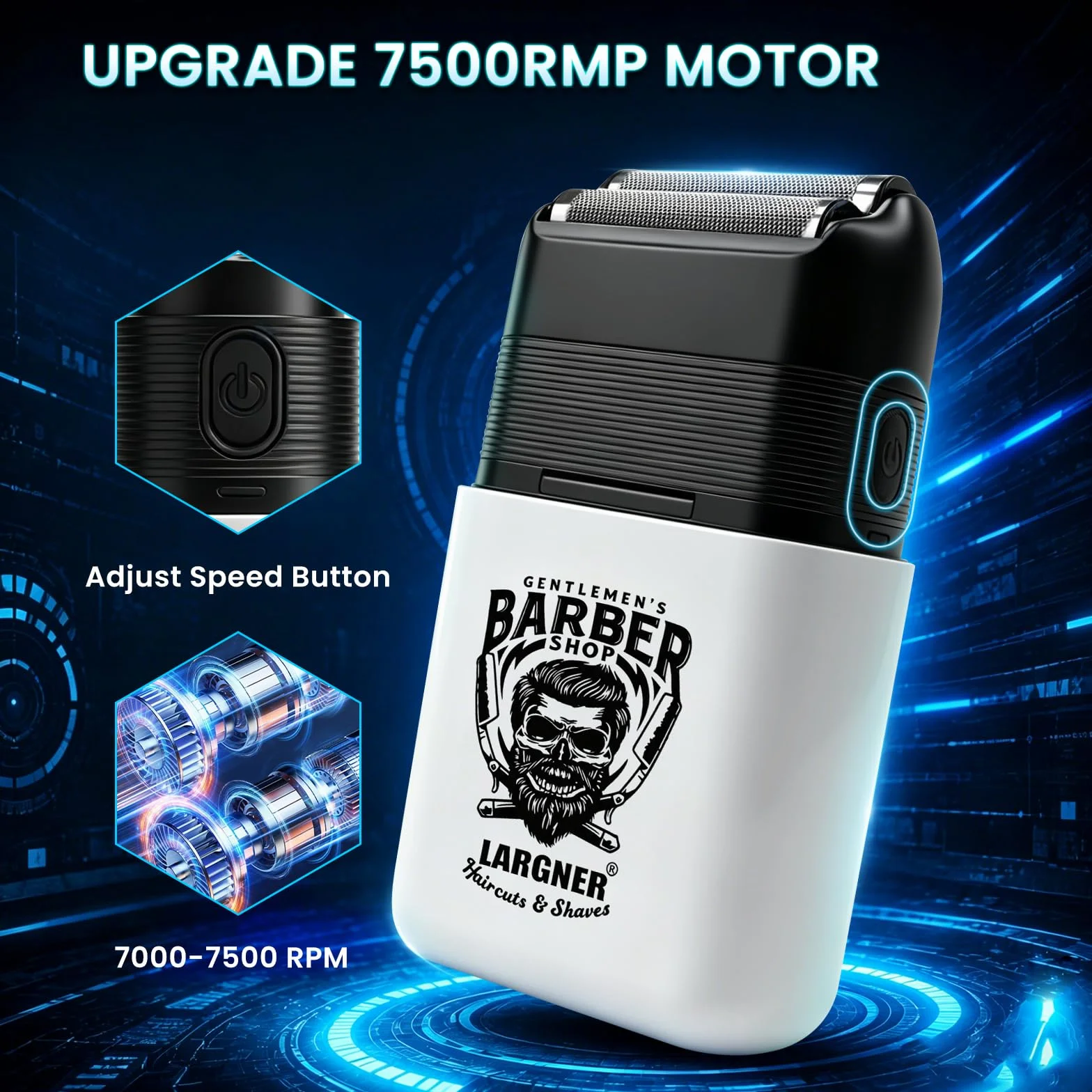 Cortapelos profesional inalámbrico recargable hombre, recortadora barba afeitadora eléctrica LCD 8 peines guía kit