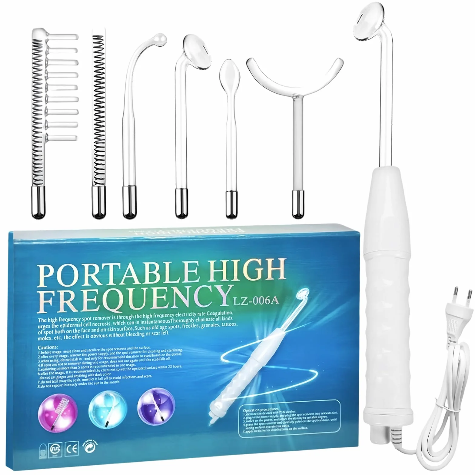 Varilla de Alta Frecuencia Portátil con 6 Tubos de Neón, Dispositivo HF