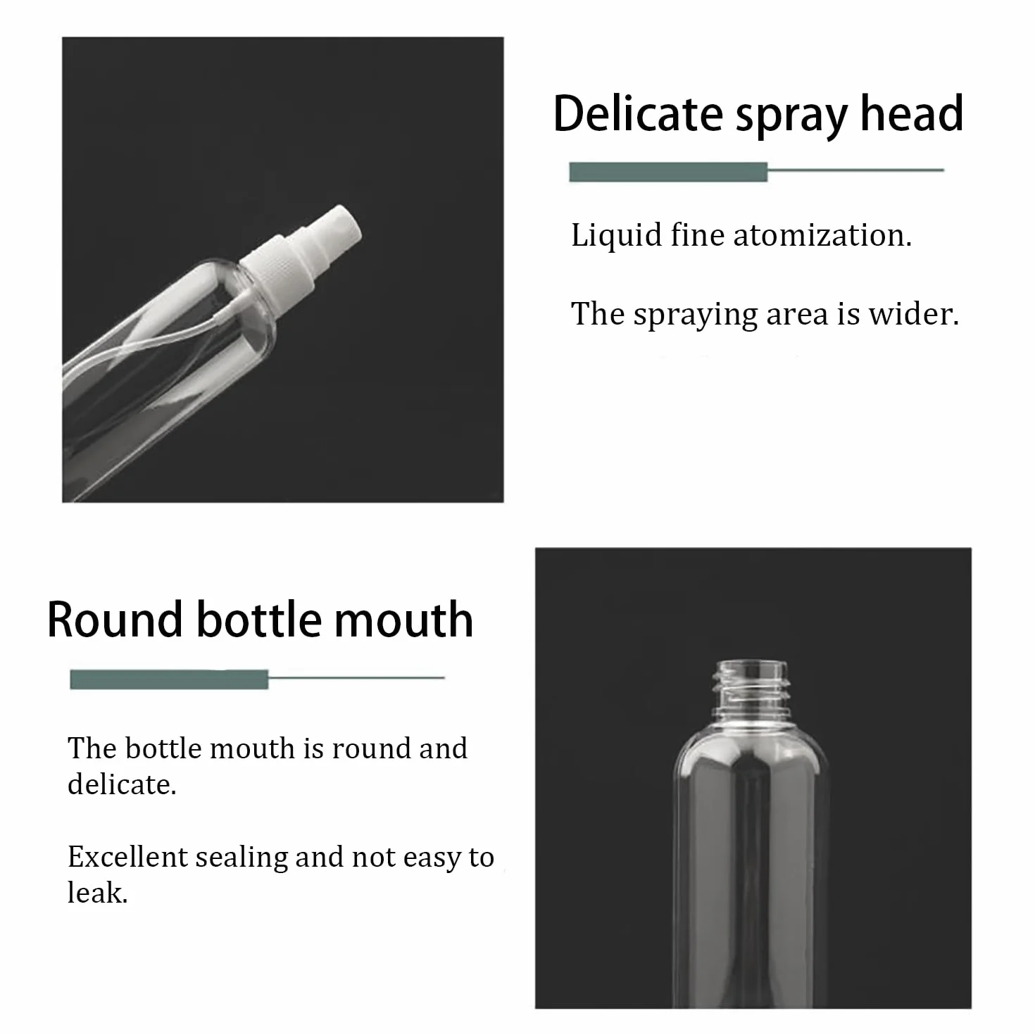 Botella Pulverizadora Pequeña 50ml Plástico Transparente Atomizador Rellenable de Viaje
