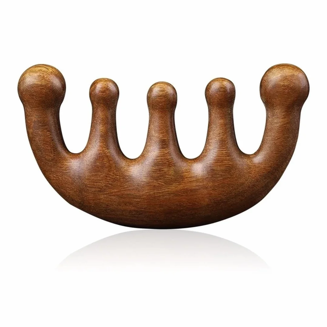 Peine de madera Gua Sha multiusos para cuero cabelludo, masaje acupuntura relajación