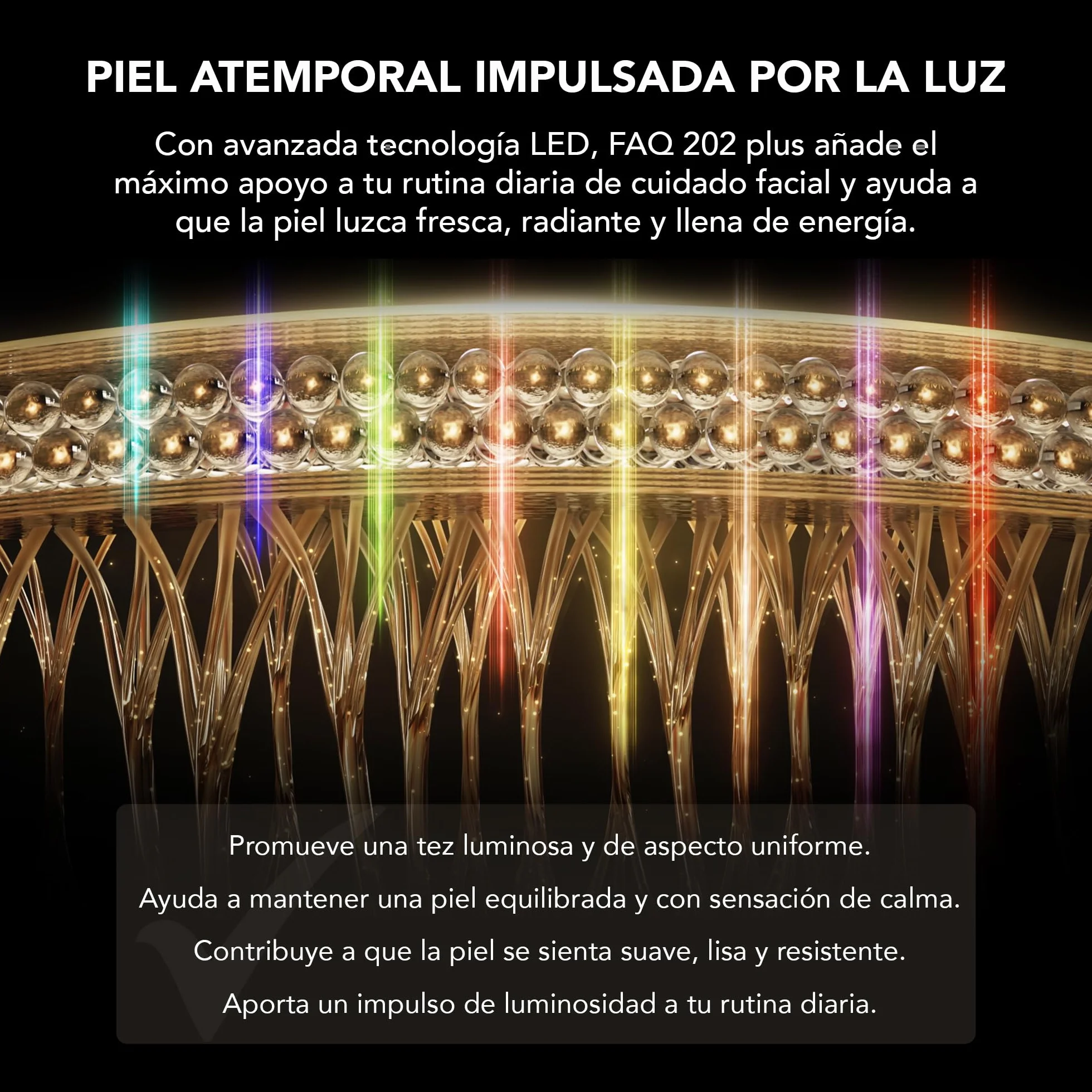 FAQ 202 Plus Mascara LED Facial Antiedad Avanzada de 8 Colores – Luz Roja e Infrarroja Cercana – Máscara Inalámbrica con 634 Puntos de Luz para Luminosidad, Firmeza y Cuidado Facial Completo