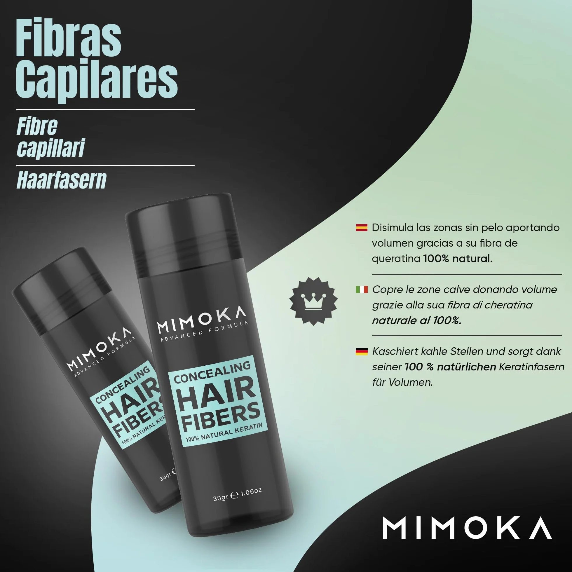 Mimoka Fibras Capilares 100% Naturales Castaño Oscuro 30g
