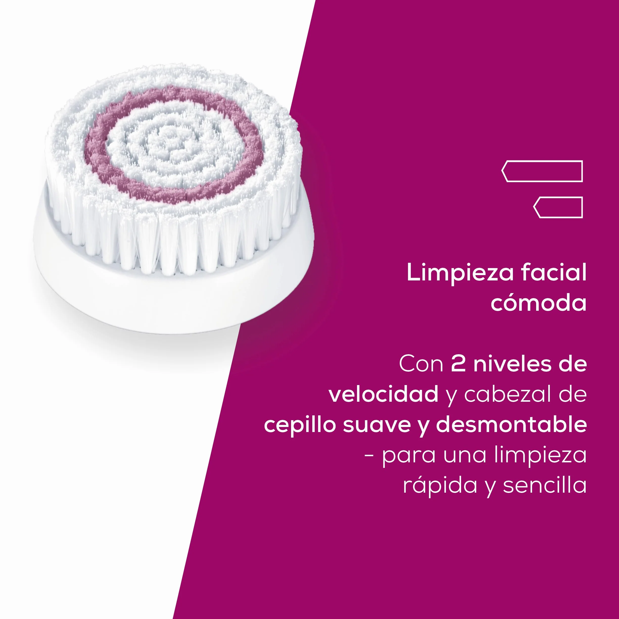 Beurer FC 45 cepillo limpiador facial eléctrico, limpieza profunda, rotación 2 niveles, resistente al agua, blanco