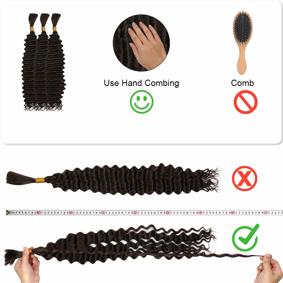 Aomig Ocean Wave Crochet Hair Extensions 24" Wave Braided Soft, African Hair Braids Synthetic Curly Braided 3pcs Brown