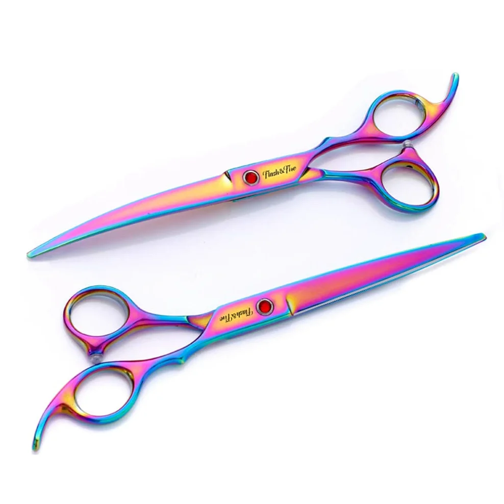 Juego de tijeras para el cuidado de mascotas de 7,0 pulgadas, 5 piezas, tijeras profesionales de peluquería, kit de herramientas para cortar el cabello con peine para salón, barbería, uso domésti