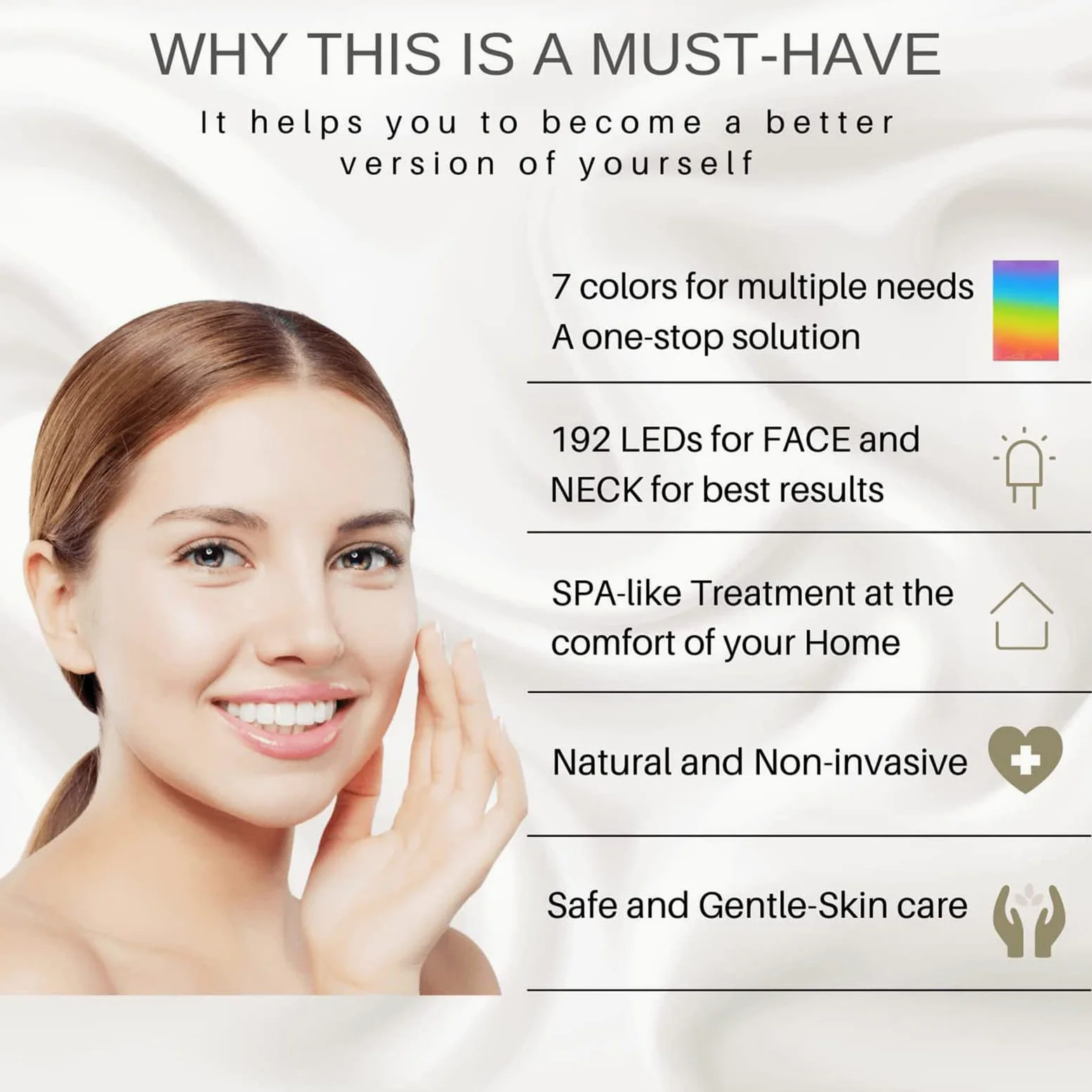Máscara Facial LED de 7 Colores, LED Photon Máscara de Terapia de Luz Profesional con Cuello, Rejuvenecimiento de La Piel Tratamiento Facial Antiarrugas