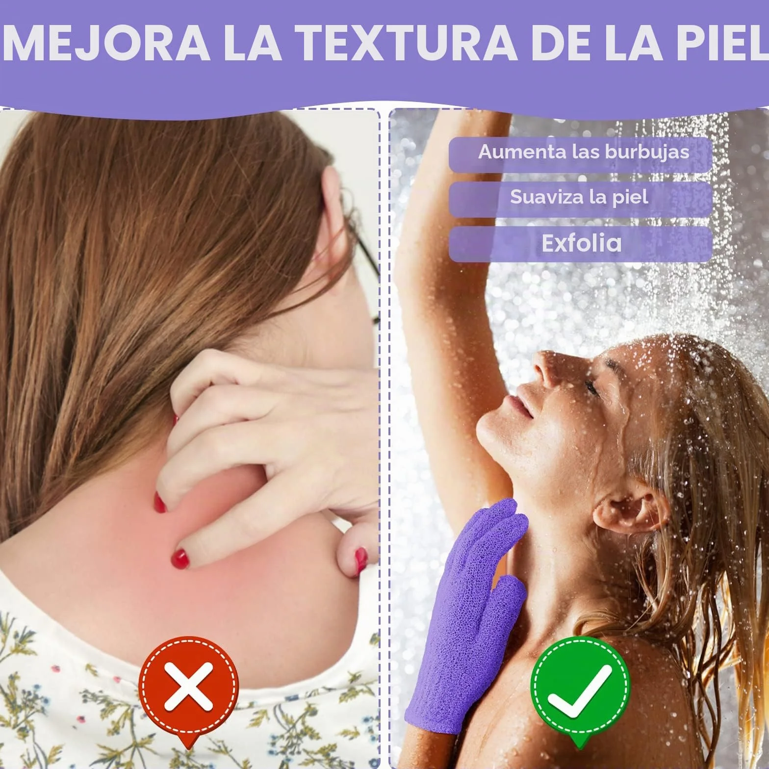 Sibba 4 Guantes Ducha Exfoliantes Doble Cara Baño Exfoliante Corporal Removedor Piel Muerta Manoplas Naturales