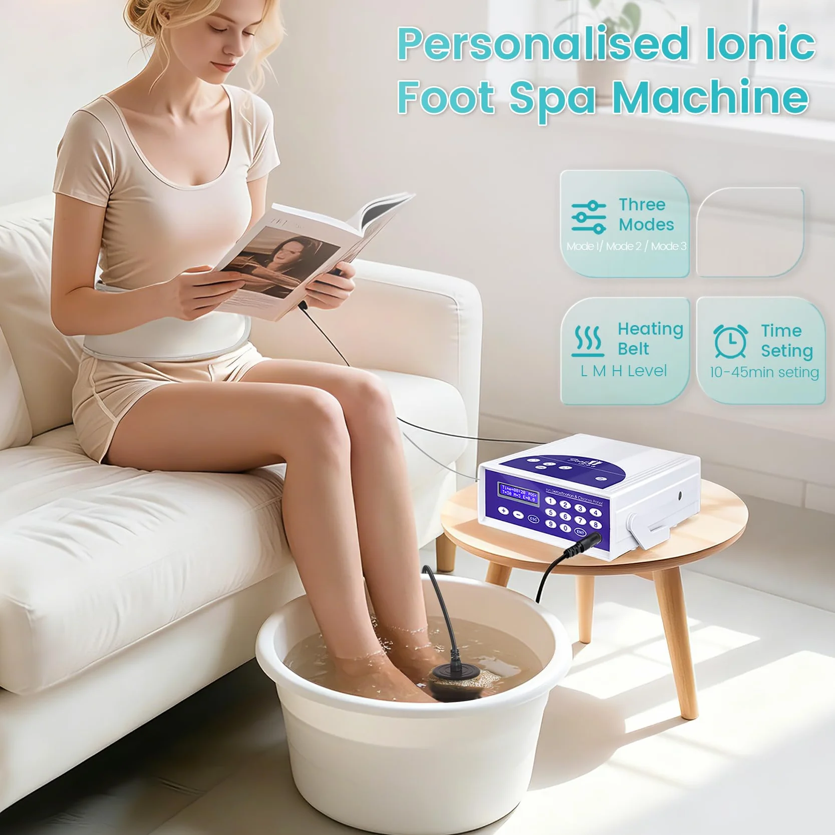 Máquina de desintoxicación iónica para baño de pies, máquina profesional de desintoxicación de pies para uso doméstico, spa iónico de limpieza de iones con pantalla LED, cinturón infrarrojo lejano