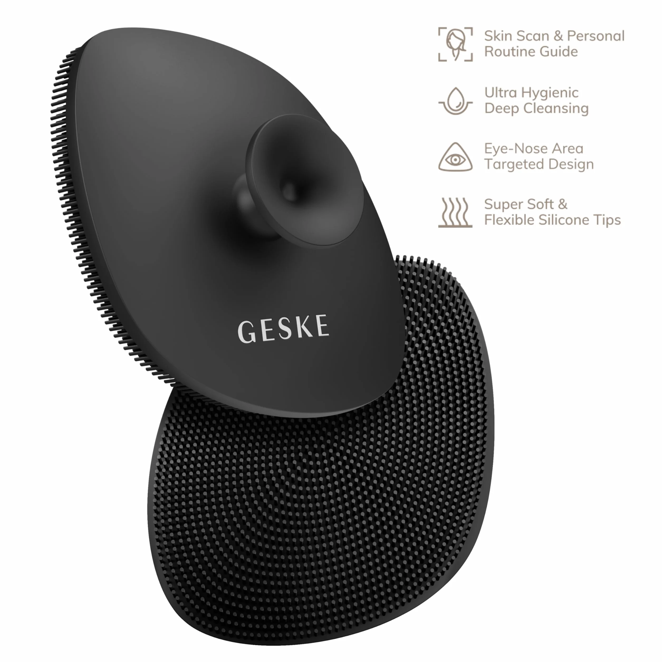 Geske SmartAppGuided Cepillo de limpieza facial 4 en 1 Negro