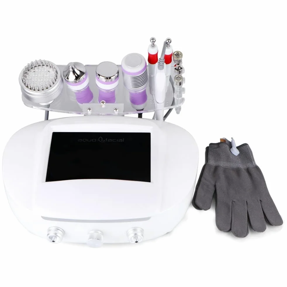 Máquina facial galvánica profesional 5 en 1: dispositivo de belleza de microdermoabrasión e iontoforesis para limpieza profunda, infusión de suero y estiramiento de la piel, sistema de spa facial en