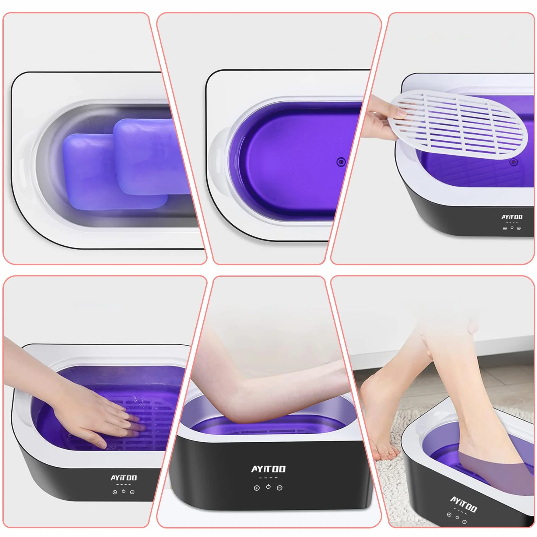 Cera de Parafina Lavanda 2700g Set para Manos y Pies Tratamientos Estéticos Hogar