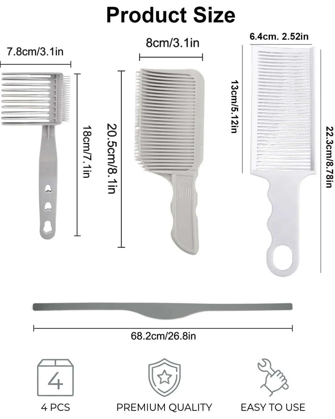 Plantilla ajustable para cortar el pelo, cinta de silicona curva, 4 piezas, negro