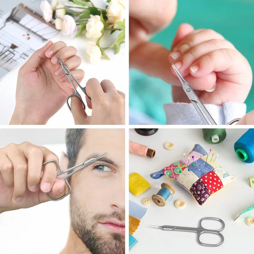 Tijeras Profesionales para Uñas de Acero Inoxidable, Tijera Curva Extra Afilada para Cutícula y Vello Facial