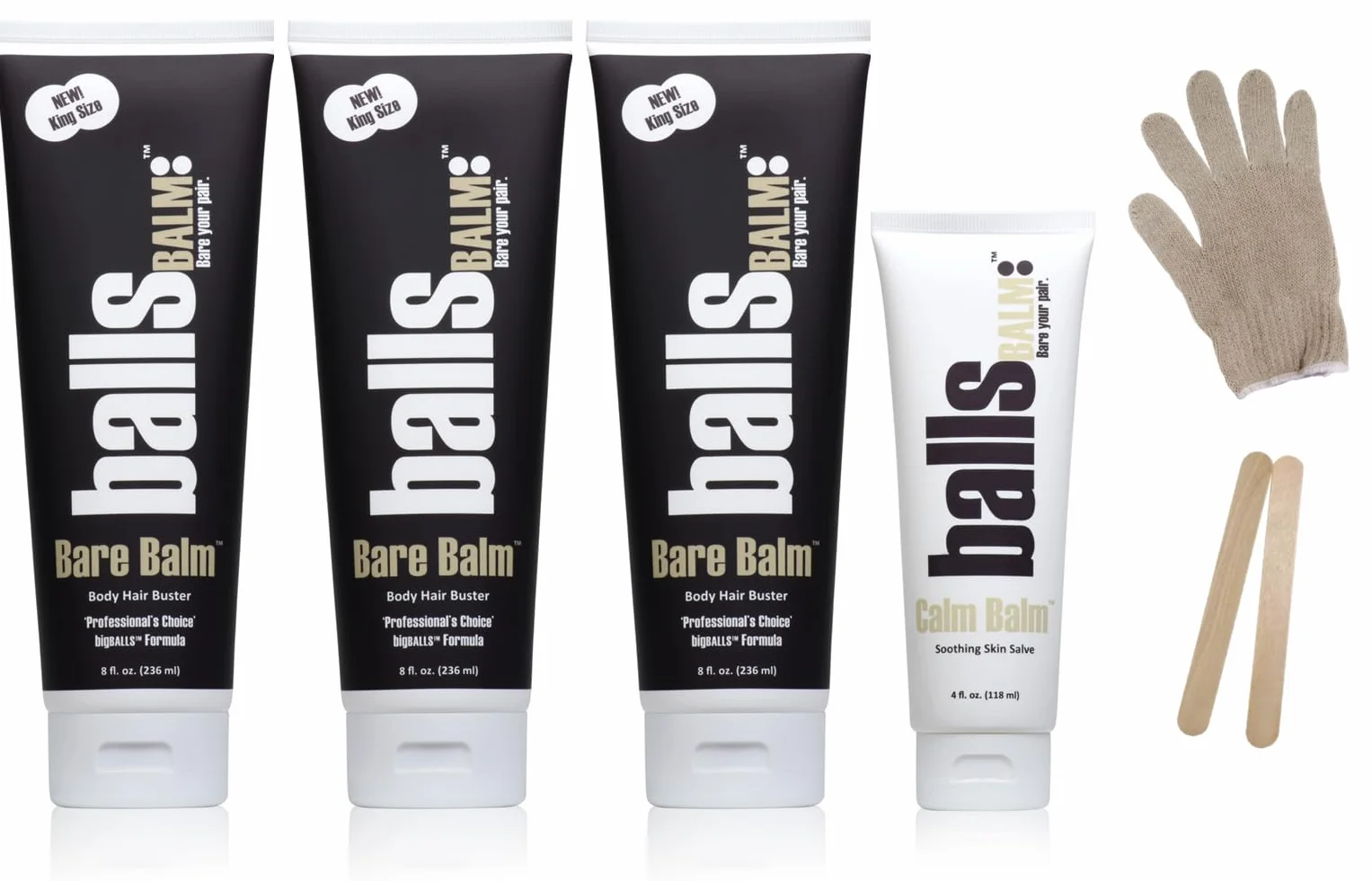 The Bare Pair 'Threesome' King Kombo - Sistema de gestión del cabello corporal (con guante exfoliante)