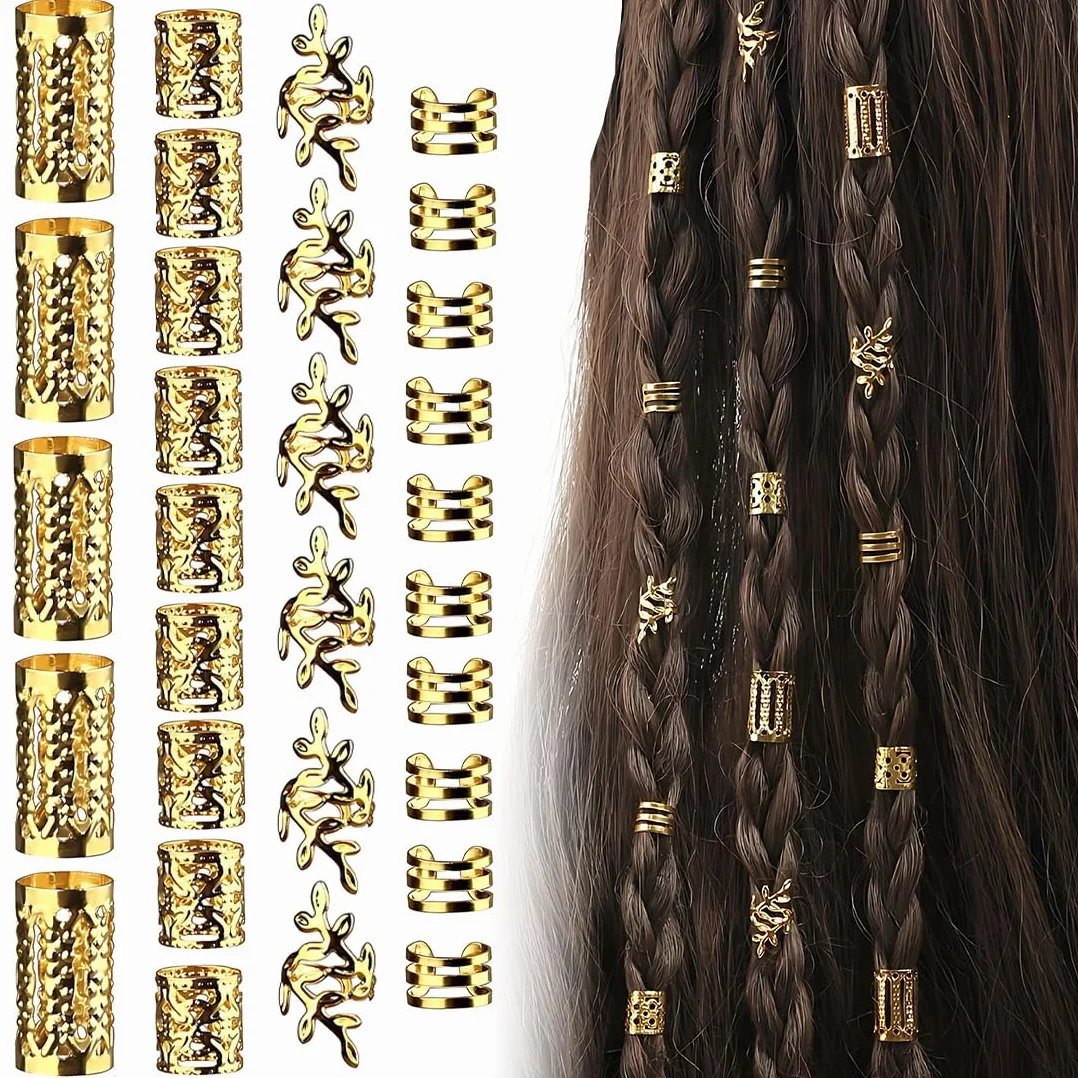 40 Piezas Clips de Pelo en Espiral para Trenzas Dreadlocks, Anillos Joyas Rastas para Decoración de Cabello