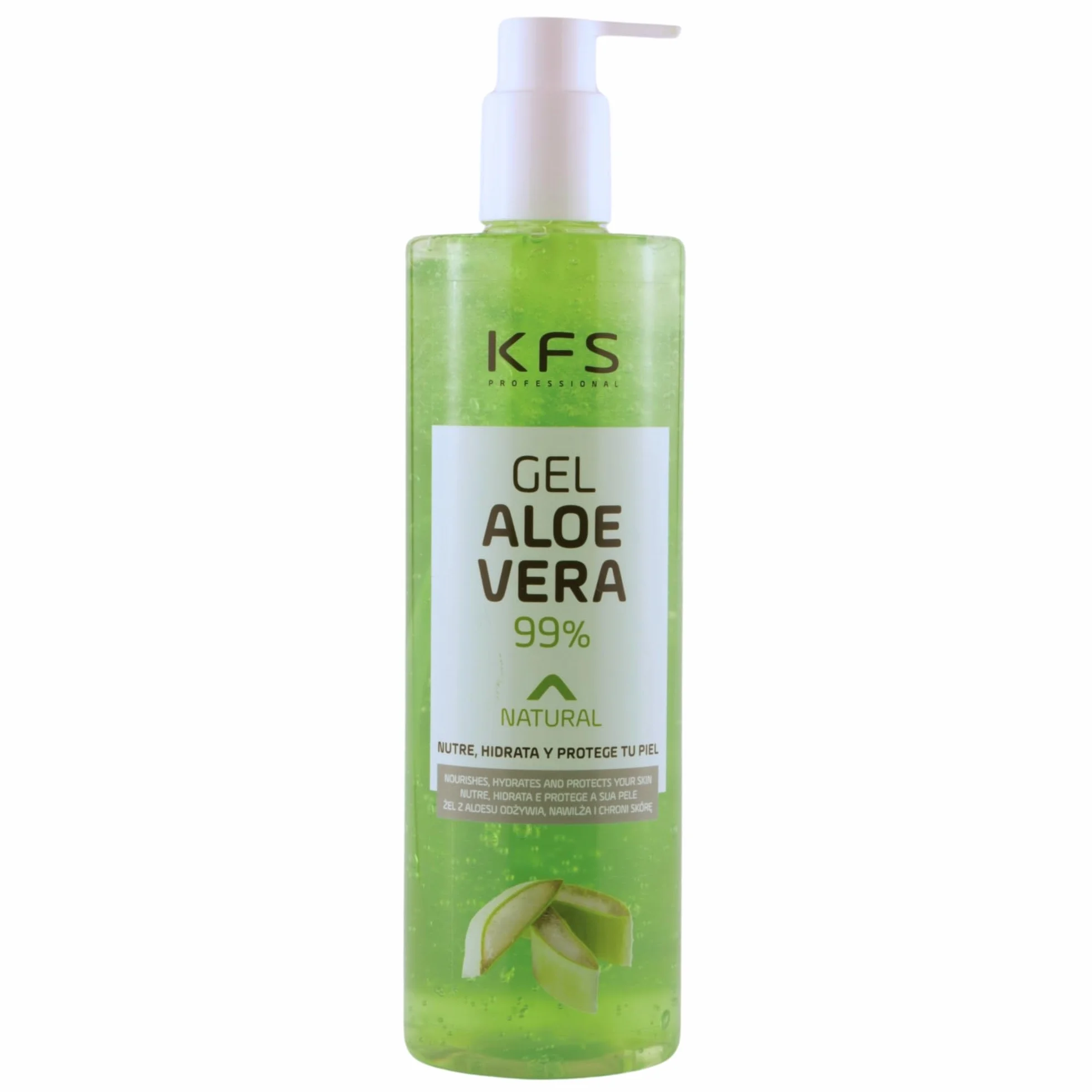 KFS Aloe Vera Puro Gel Natural 500 ml, Absorción Inmediata, No Grasa, Nutre, Hidrata, Refresca la Piel, After Sun