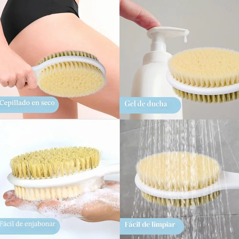 Cepillo Ducha Espalda Mango Largo 44cm Corporal Baño Húmedo Seco