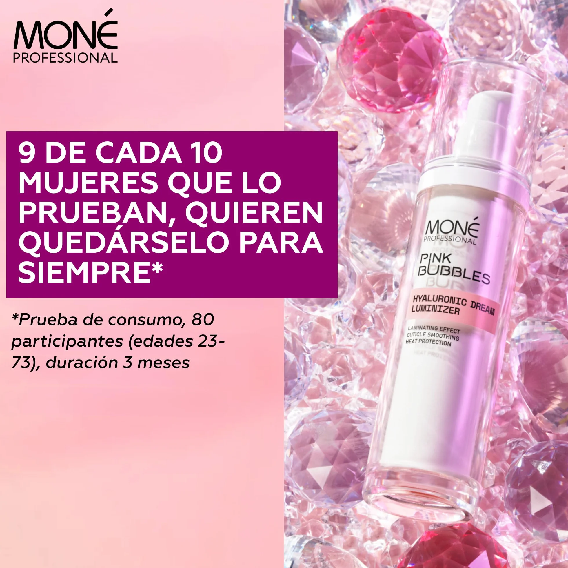 MONÉ PROFESSIONAL Hyaluronic Dream Luminizer - Serum Pelo Seco y Dañado, Reparación, Protector Térmico, Anti-Frizz, Potenciador del Brillo, Sin Aclarado, Hyaluronic Acid