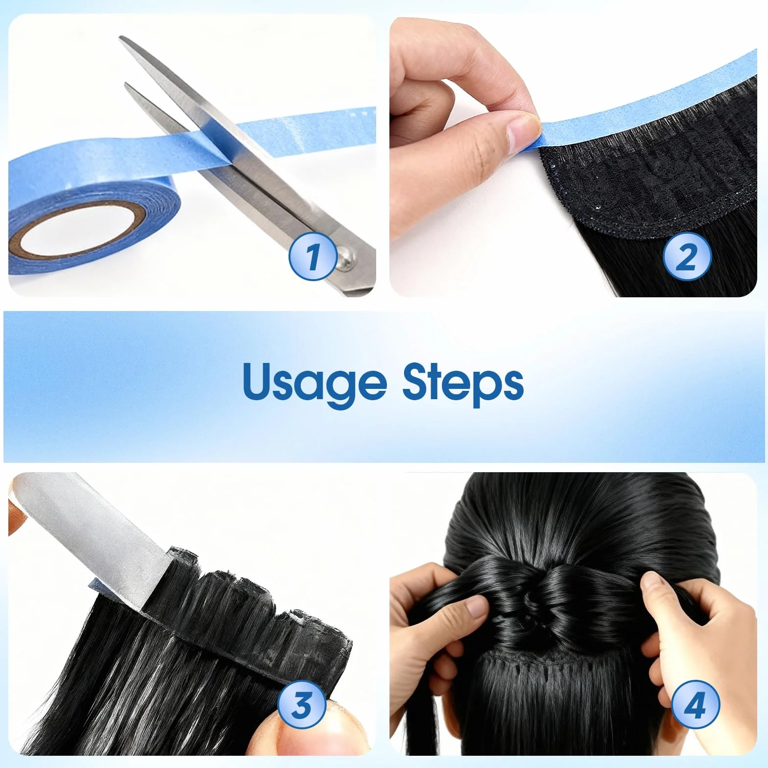 TNSLAND 2 Rollos Cinta Adhesiva Extensiones Cabello, 0,8cm×3Y, Impermeable y Reutilizable