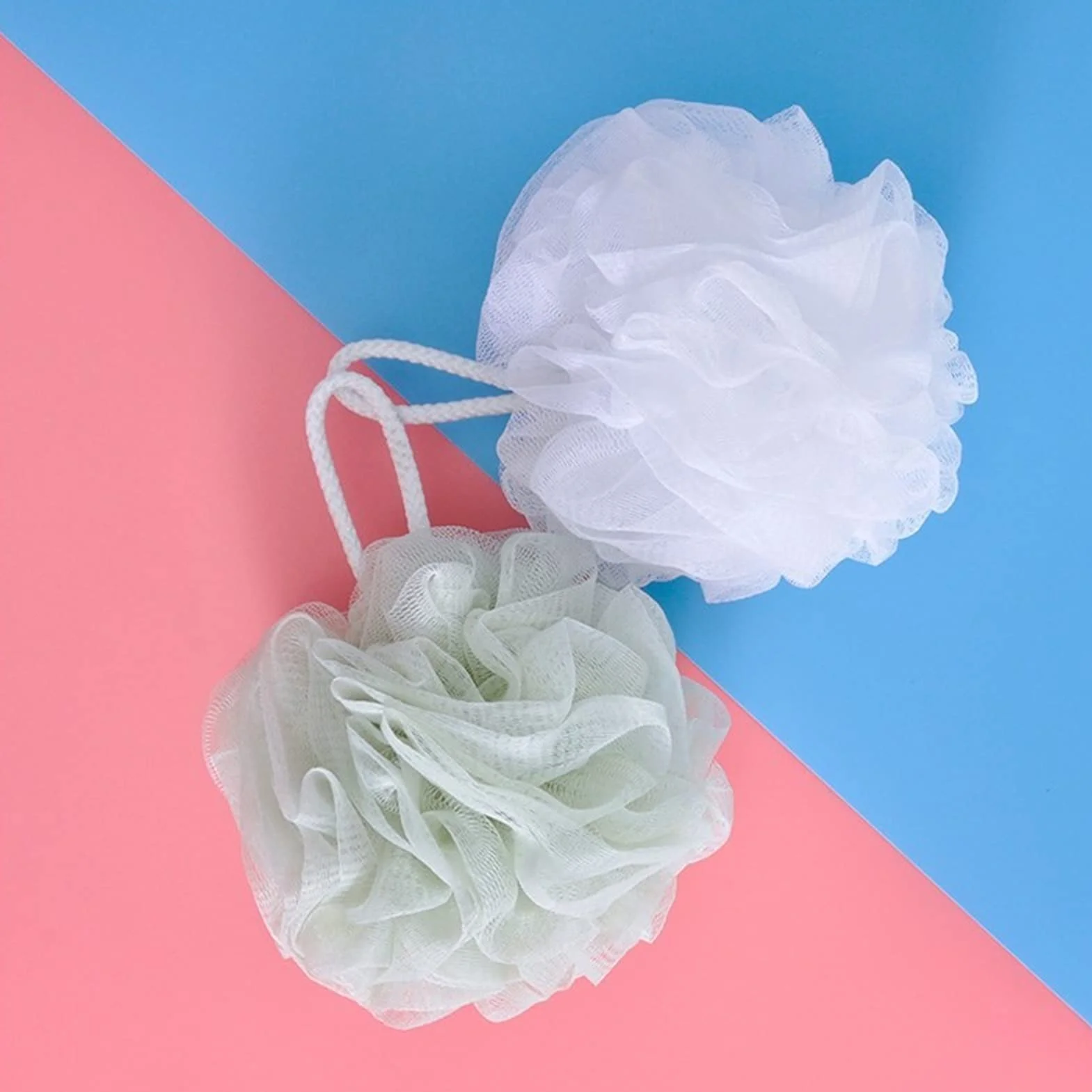 Esponja de Ducha, 4 Uds., cepillos de baño, Burbujas ricas, Bola de baño Grande, Malla de Masaje Exfoliante, esponjas de Ducha, Flor