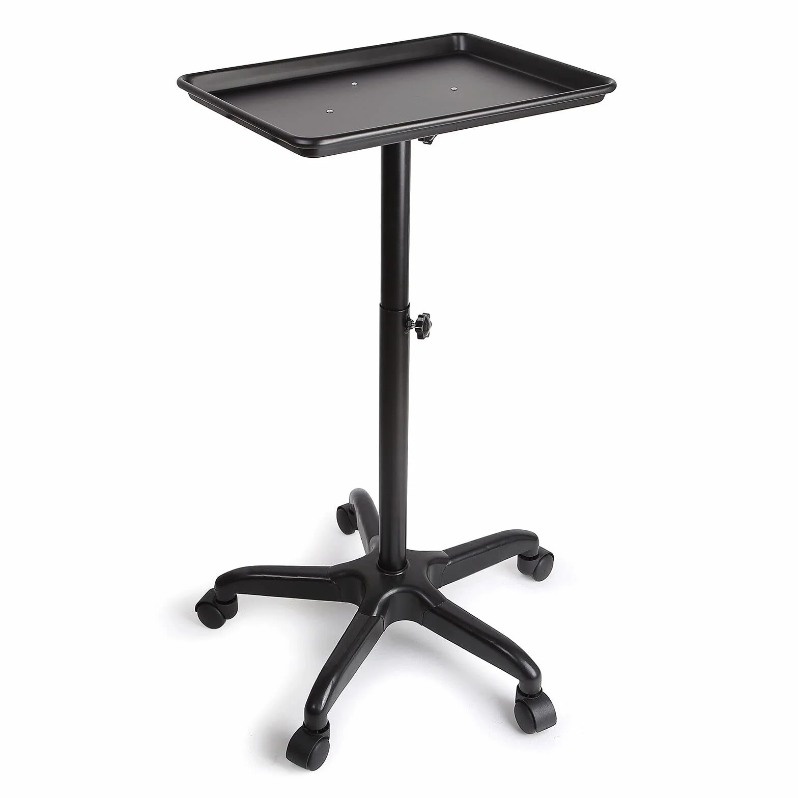 Carro de aluminio para tatuadores con ruedas, altura ajustable (Negro)