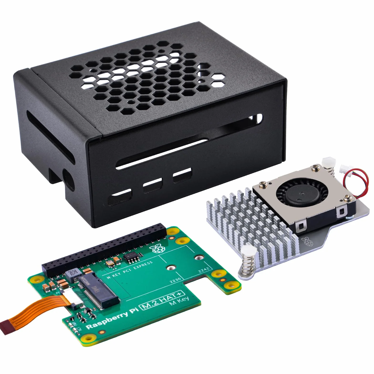 GeeekPi Metal Case for Raspberry Pi 5 with Official M.2 Hat+ and Active Cooler, Support M.2 SSD 2230/2242