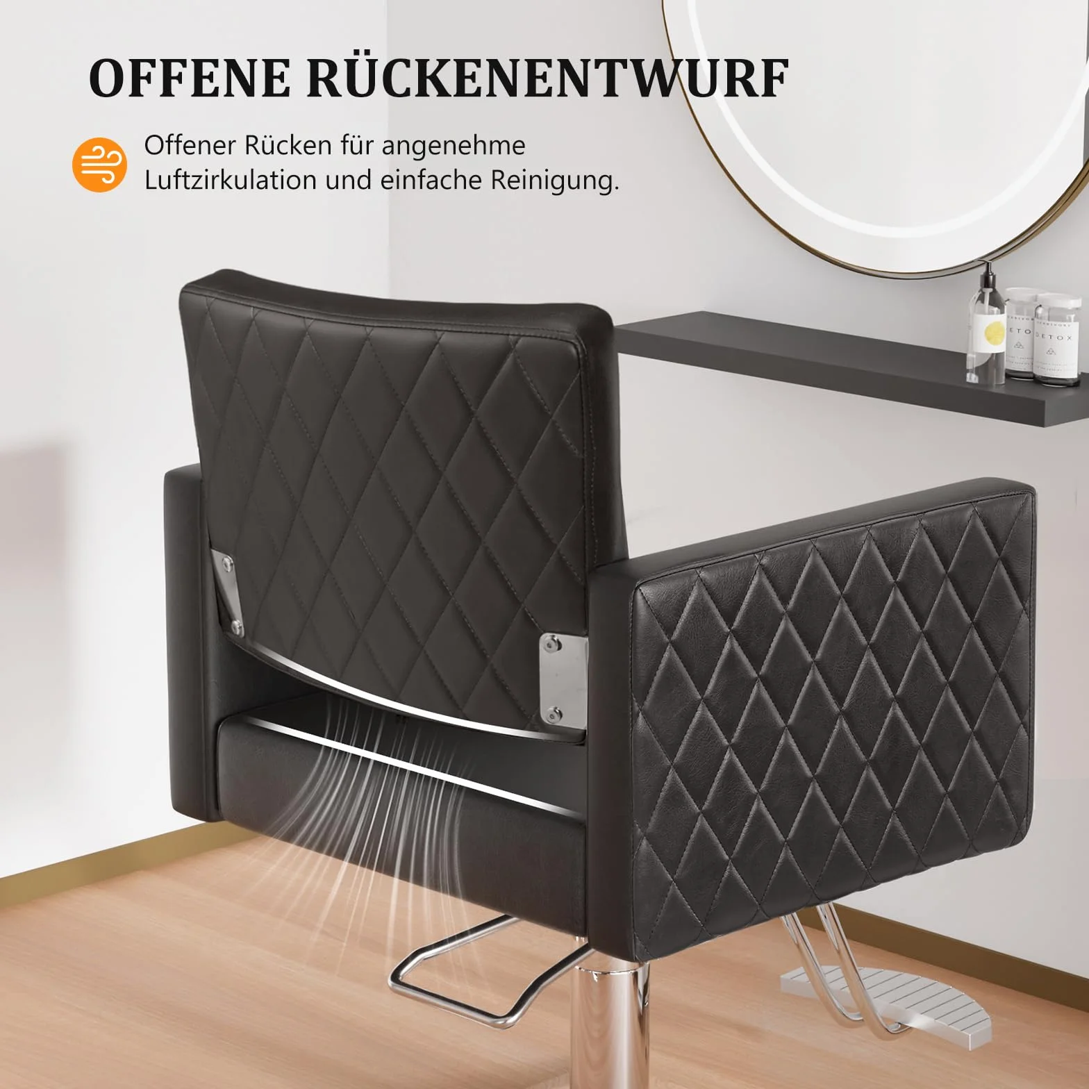 Bonnlo Sillón Peluquería Profesional Giratoria 360° Altura Ajustable 90-105 cm Capacidad 150 kg Negro