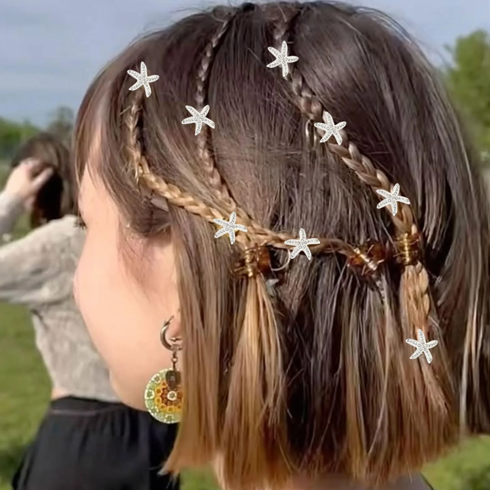 LunarCharm 10 pinzas para el pelo con diamantes de imitación blancos estilo playa estrella de mar