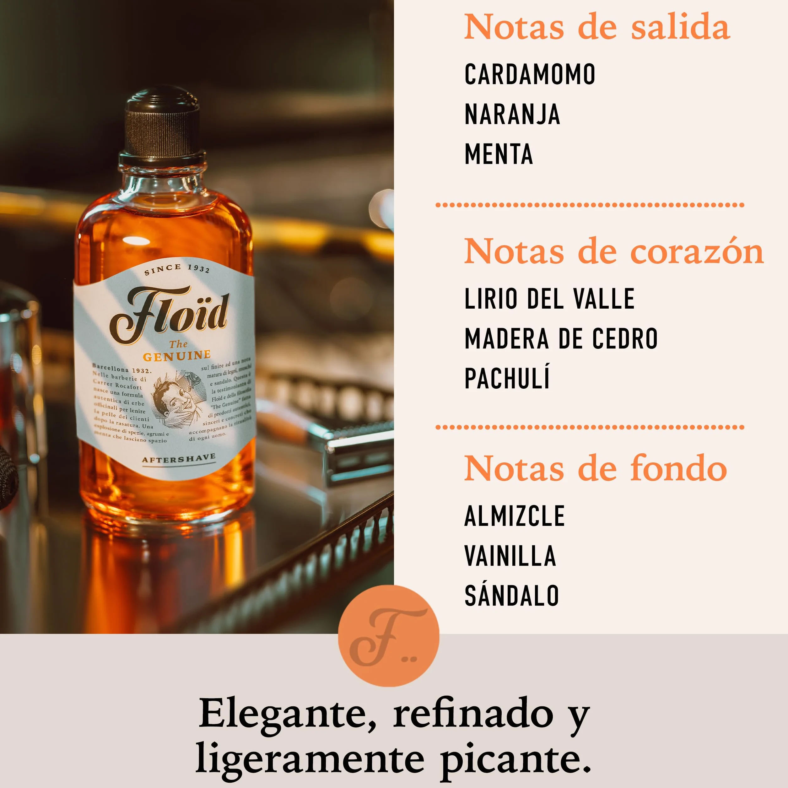 Floid After shave Lotion The Genuine 400ml bálsamo barba mentol refrescante tónico facial reequilibra regenera reduce irritación