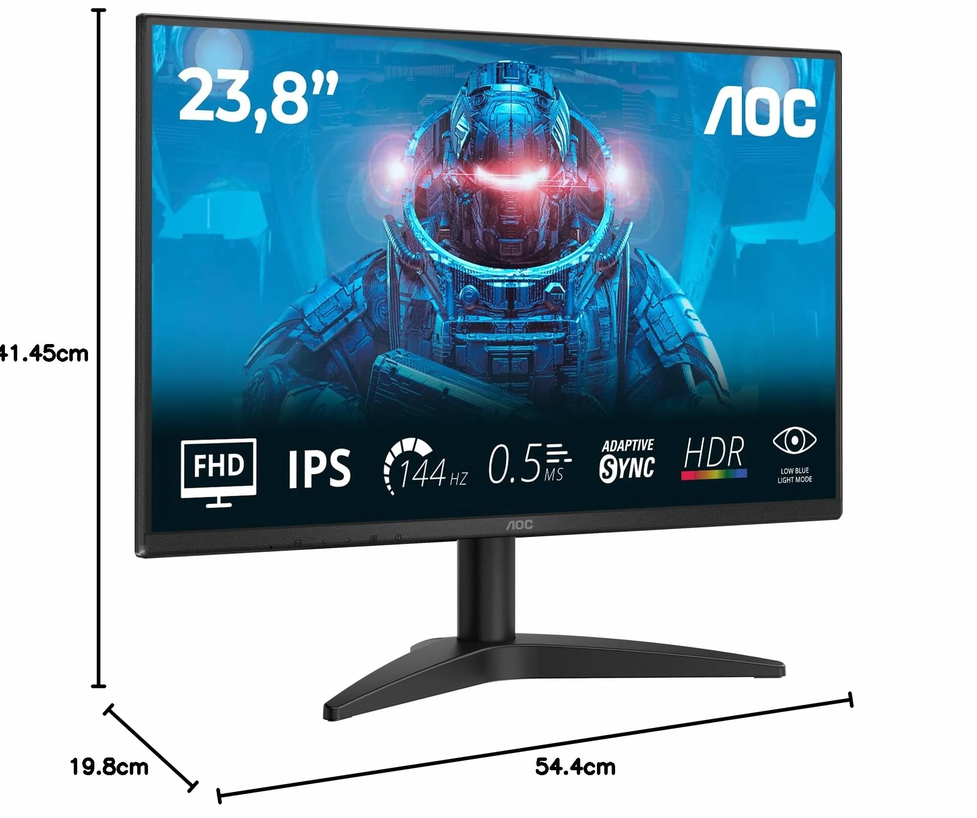 AOC 24B36X Gaming Monitor 24 Pulgadas 144Hz IPS Panel, 4ms GtG, HDR10, Adaptive Sync, 1920x1080 Negro