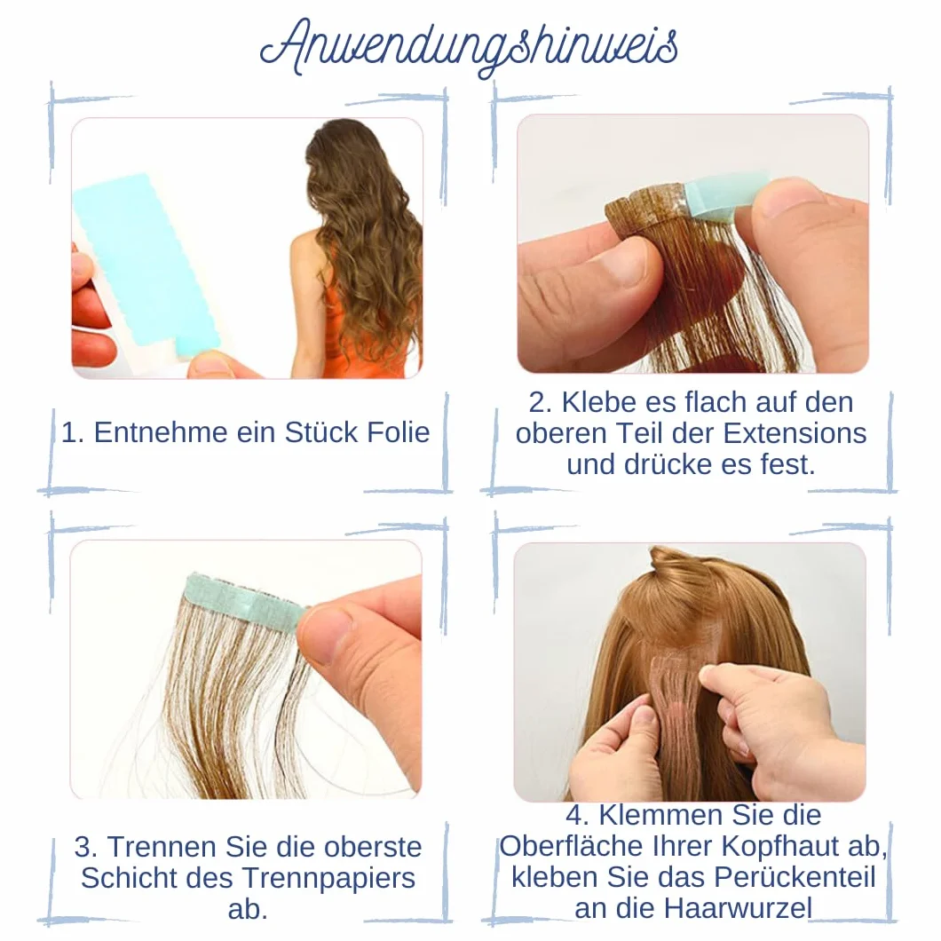 Tiras adhesivas invisibles para extensiones de cabello 96 unidades