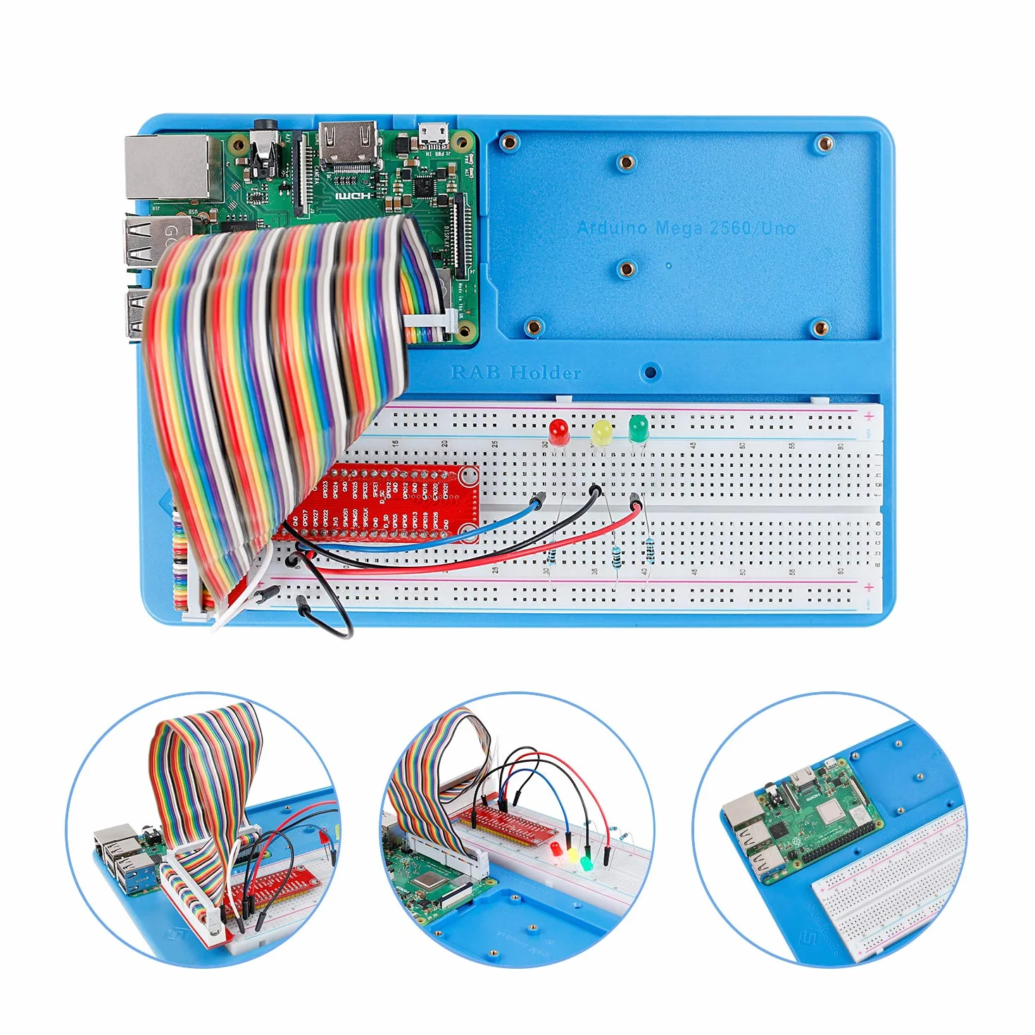 SunFounder Breadboard Kit 830 Points Solderless Circuit Breadboard with Jumper Wires LED Resistors for Arduino R3 Mega Raspberry Pi 4B 3B+ 3B