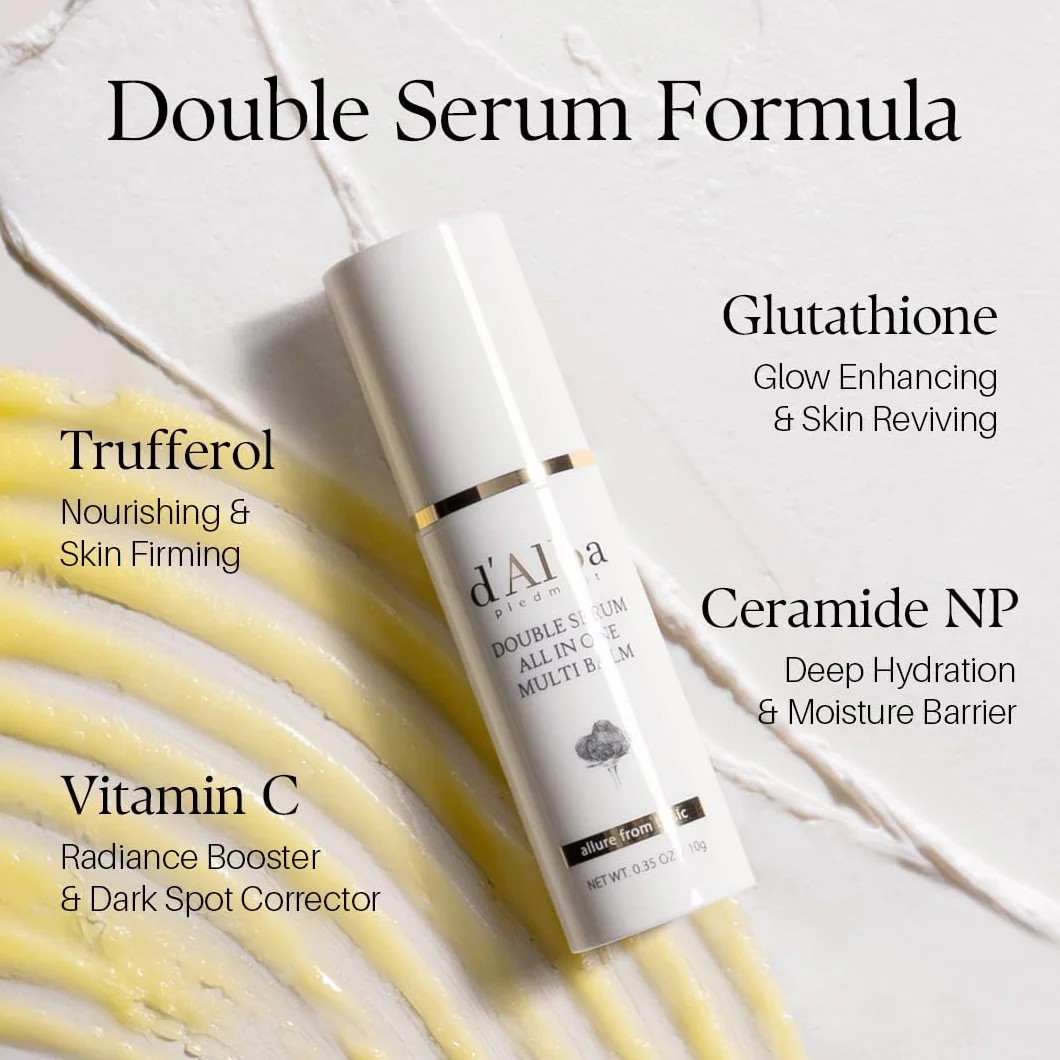 d'alba Doble Sérum Multi Bálsamo con Trufas Blancas Italianas, Tratamiento 3 en 1 Antiarrugas, Cuidado de la Piel Vegano Coreano