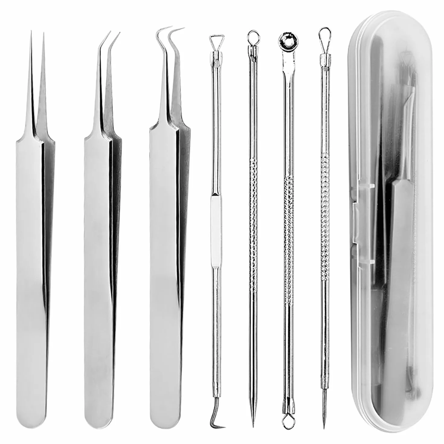 Extractor de Espinillas y Puntos Negros, 7 Piezas Herramientas para Limpiar Acné y Poros