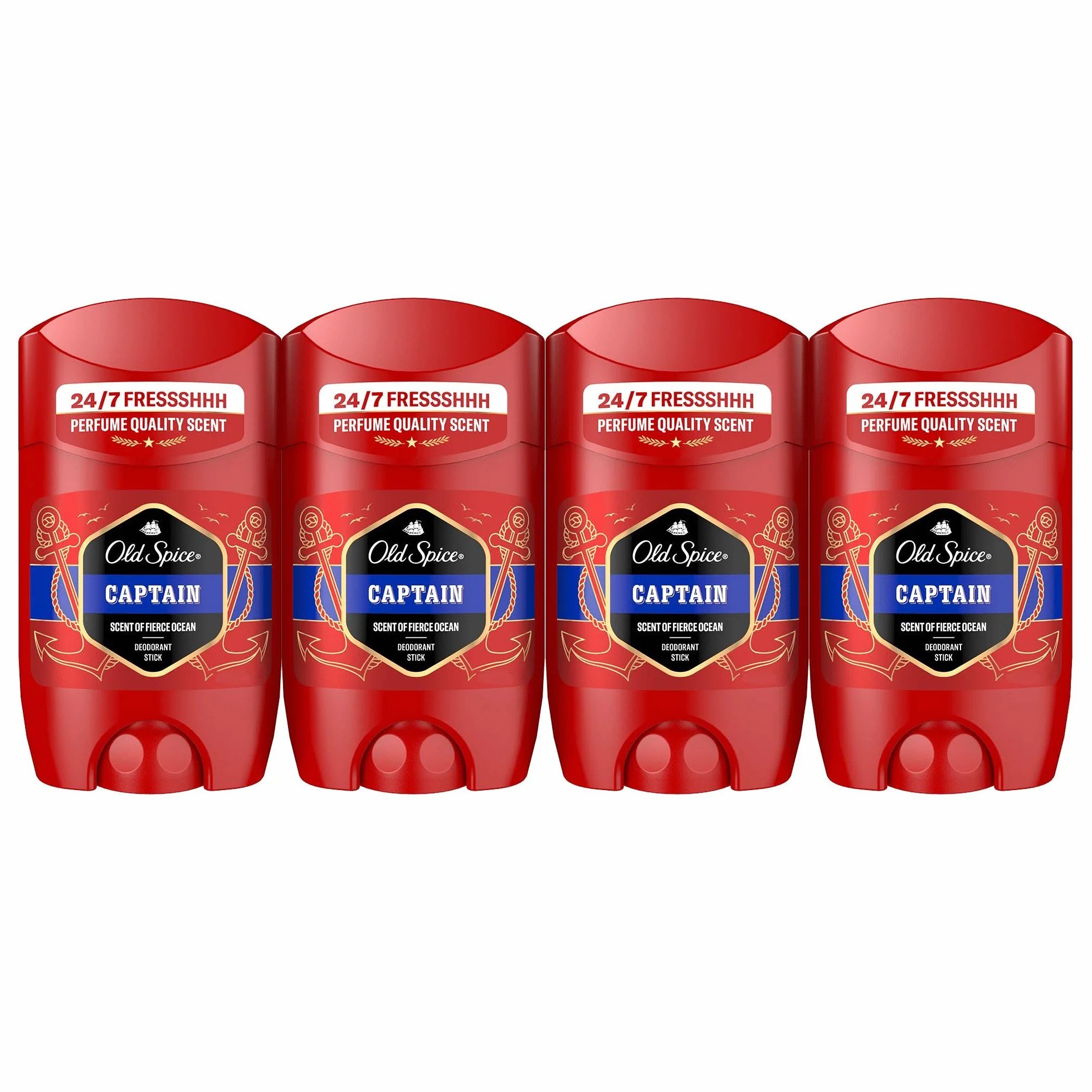 Old Spice Captain Desodorante En Barra Para Hombres 4x50 ml, Fresco 24 Horas, Protección Contra El Mal Olor, 0% Sales De Aluminio