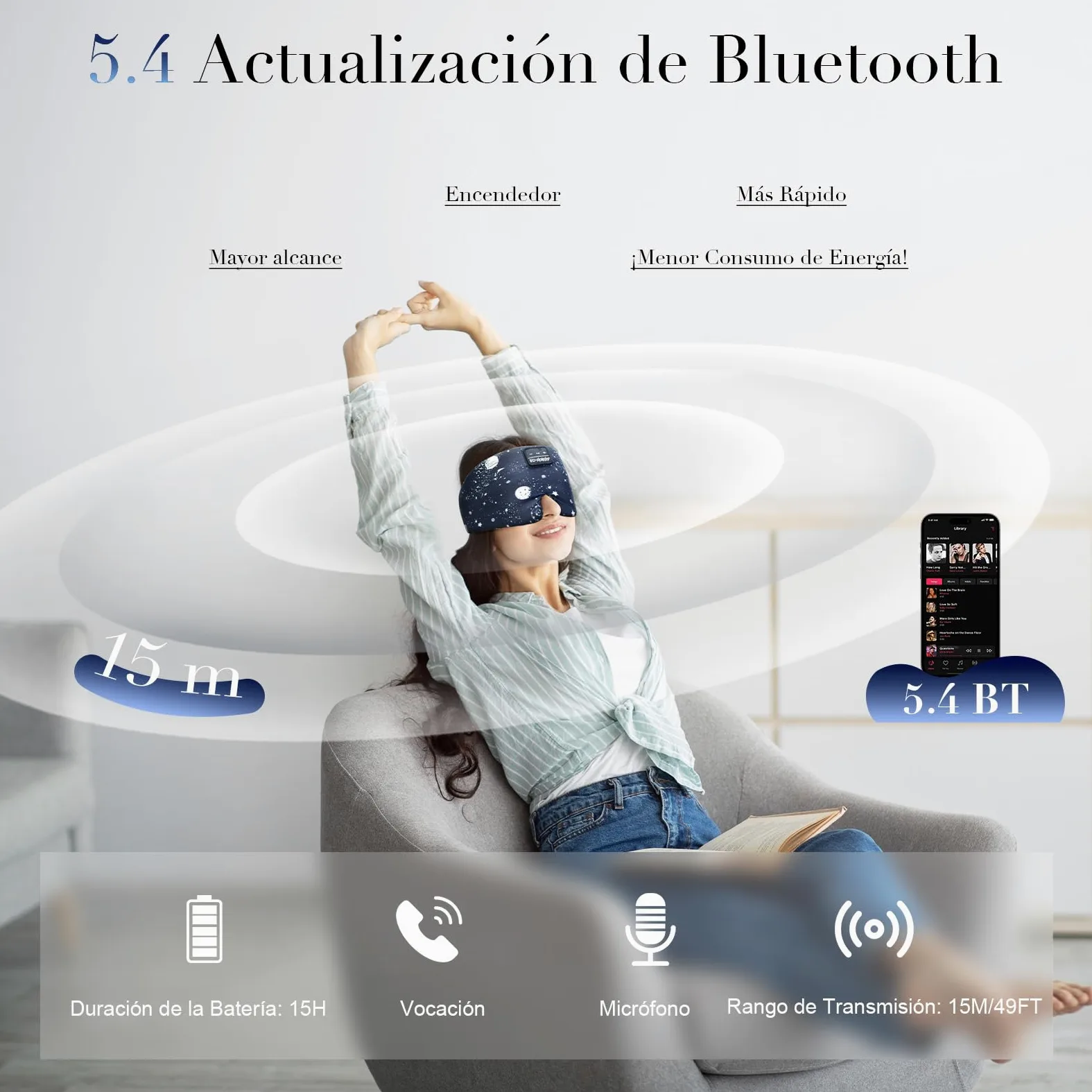 Antifaz para Dormir Bluetooth5.4 Auriculares Bluetooth Antifaz Seda de Morera 6A Sleep Mask 200% Blackout con Auriculares Bluetooth para Viajes/Siesta/Yoga/Meditación/Relajación-Estrellas | Seda suave y fresca | Sonido nítido | Altavoces ultrafinos | Lava