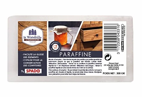 SPADO Parafina Pan 300 g – Conservación de mermeladas, protección de madera, contacto alimentario