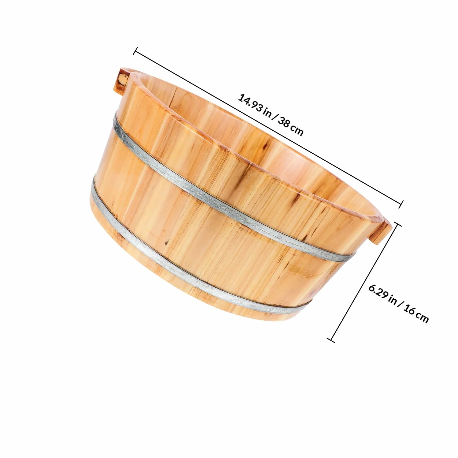 GANAZONO Cubo Reutilizable de Madera para Baño de Pies, Lavabo Multifuncional para Remojar Manos y Pies, Barril Spa de Madera Natural para Pedicura Hogar, Artículo de Cuidado Personal