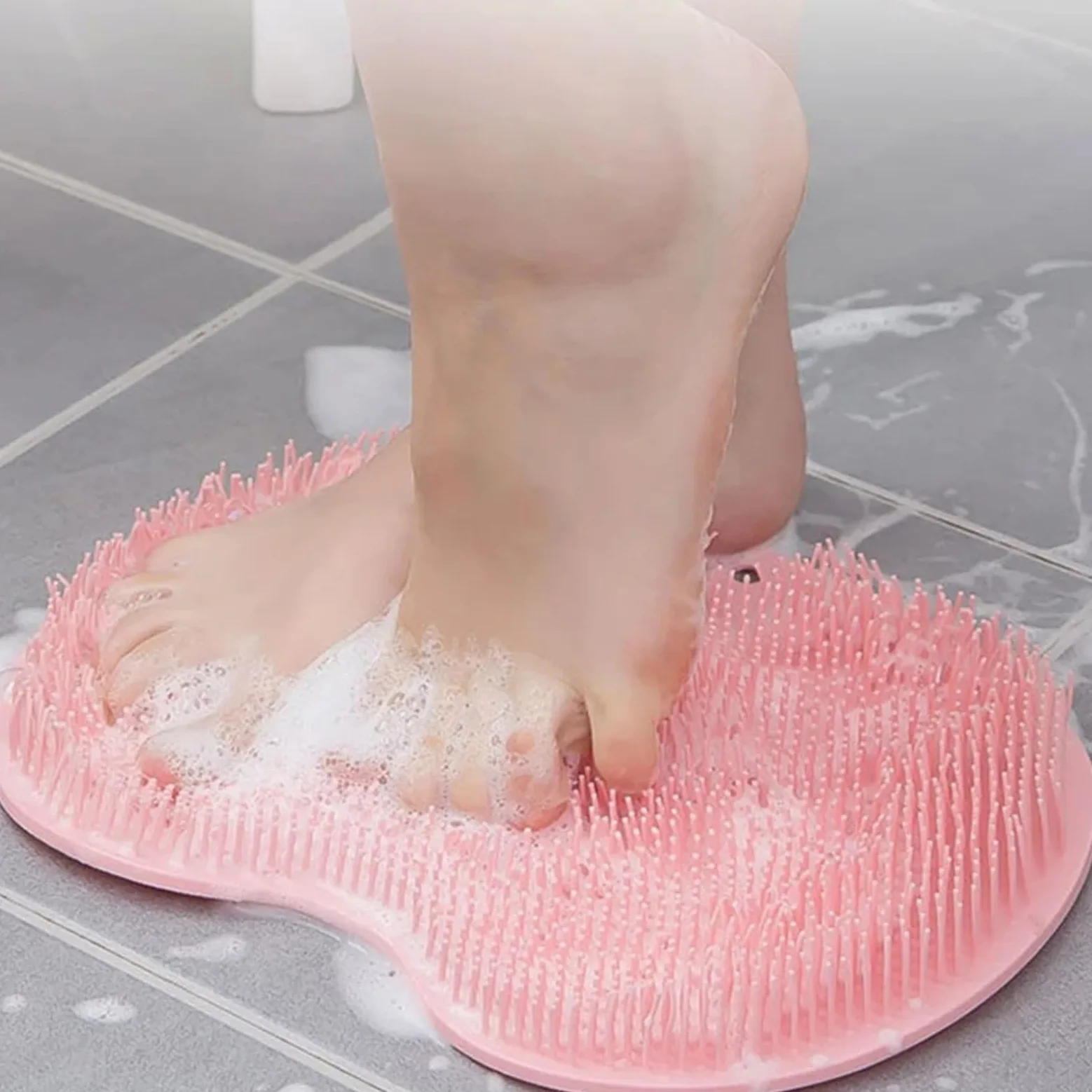 Masaje de Ducha Exfoliante for baño, Alfombra de baño, Cepillo de Masaje de Espalda, Lavado de pies de Silicona, Herramienta de Limpieza Corporal, 2 uds. para Baño(Green)