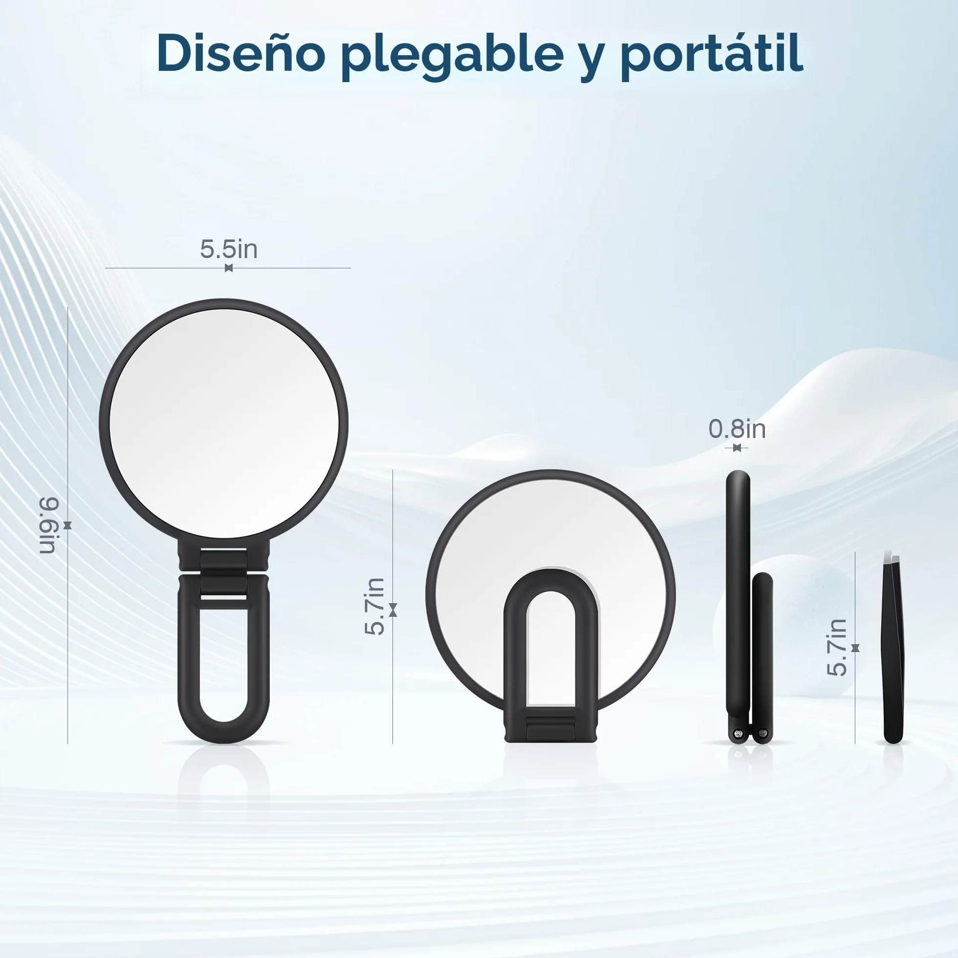 MIYADIVA Espejo de Aumento 30X, Espejo de Mano Doble Cara 30X/1X, Espejo de Maquillaje Plegable Portátil