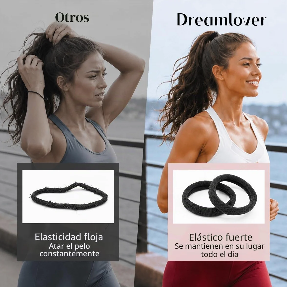 Dreamlover Gomas de Pelo Negras 50 Piezas Coleteros Pelo Mujer Antirotura Elástico Cabello