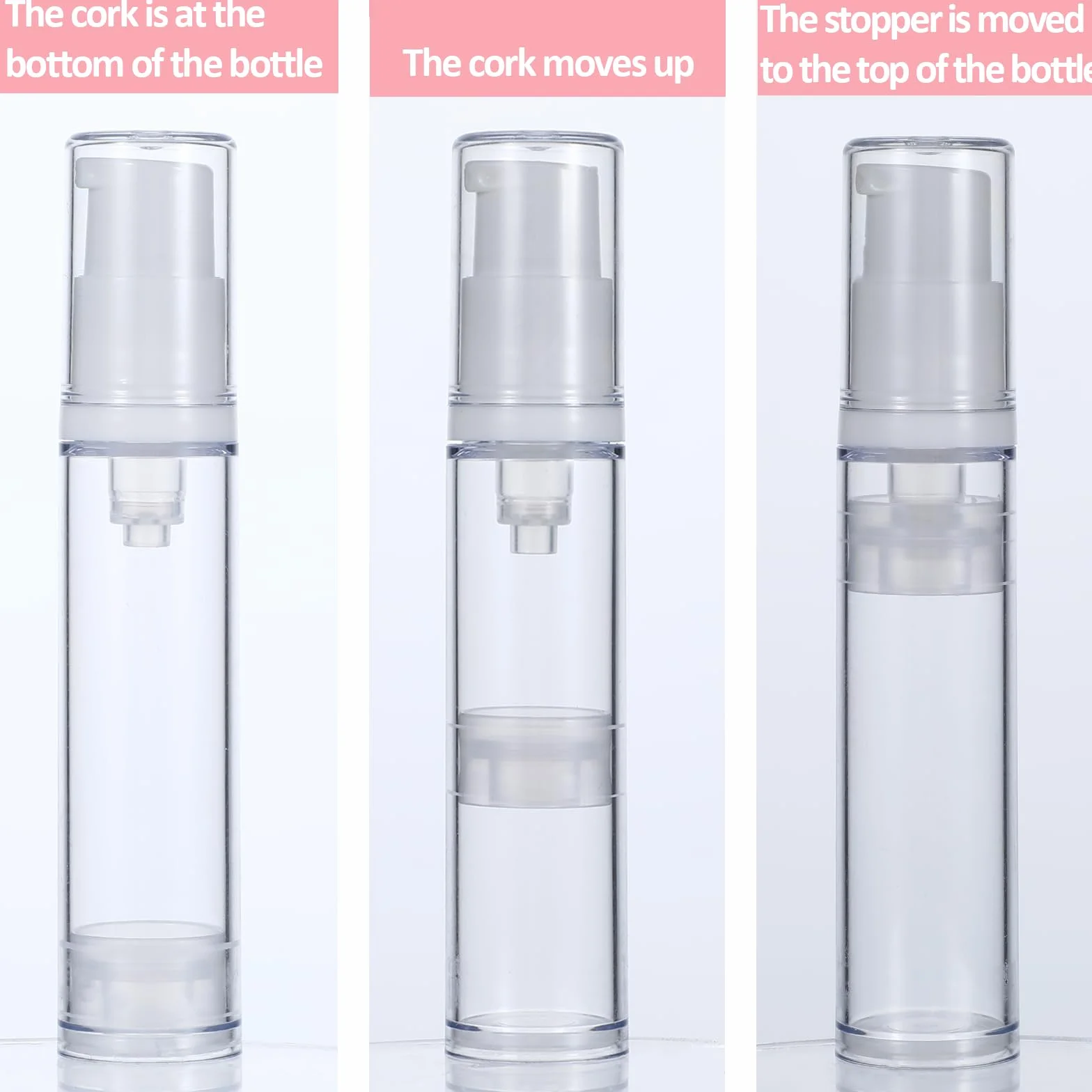Botellas Vacías Sin Aire 10 ml, Envases de Loción al Vacío Recargables, Dispensador de Crema para Viaje Cosmética