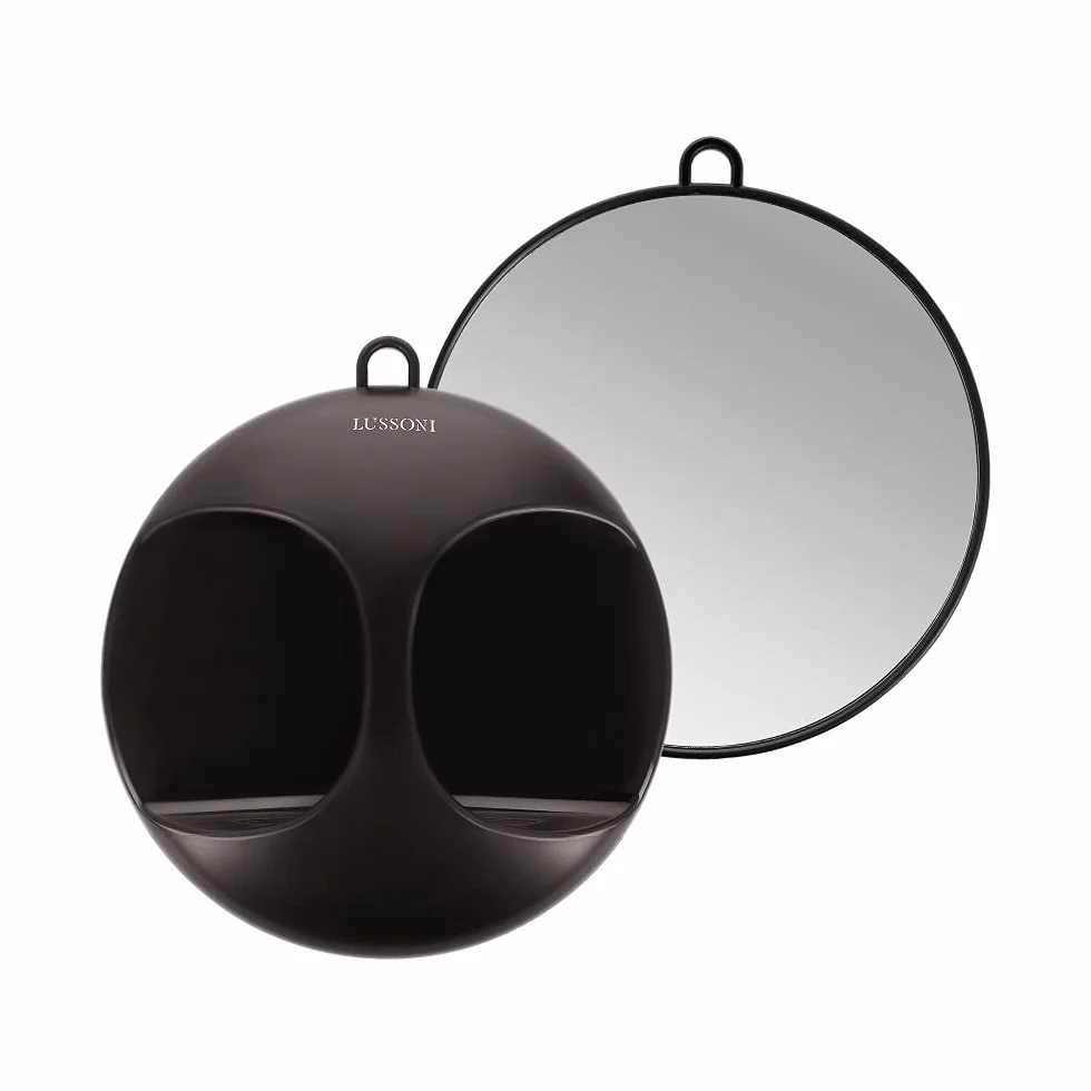 LUSSONI T4B Espejo redondo 28 cm negro para salones de belleza